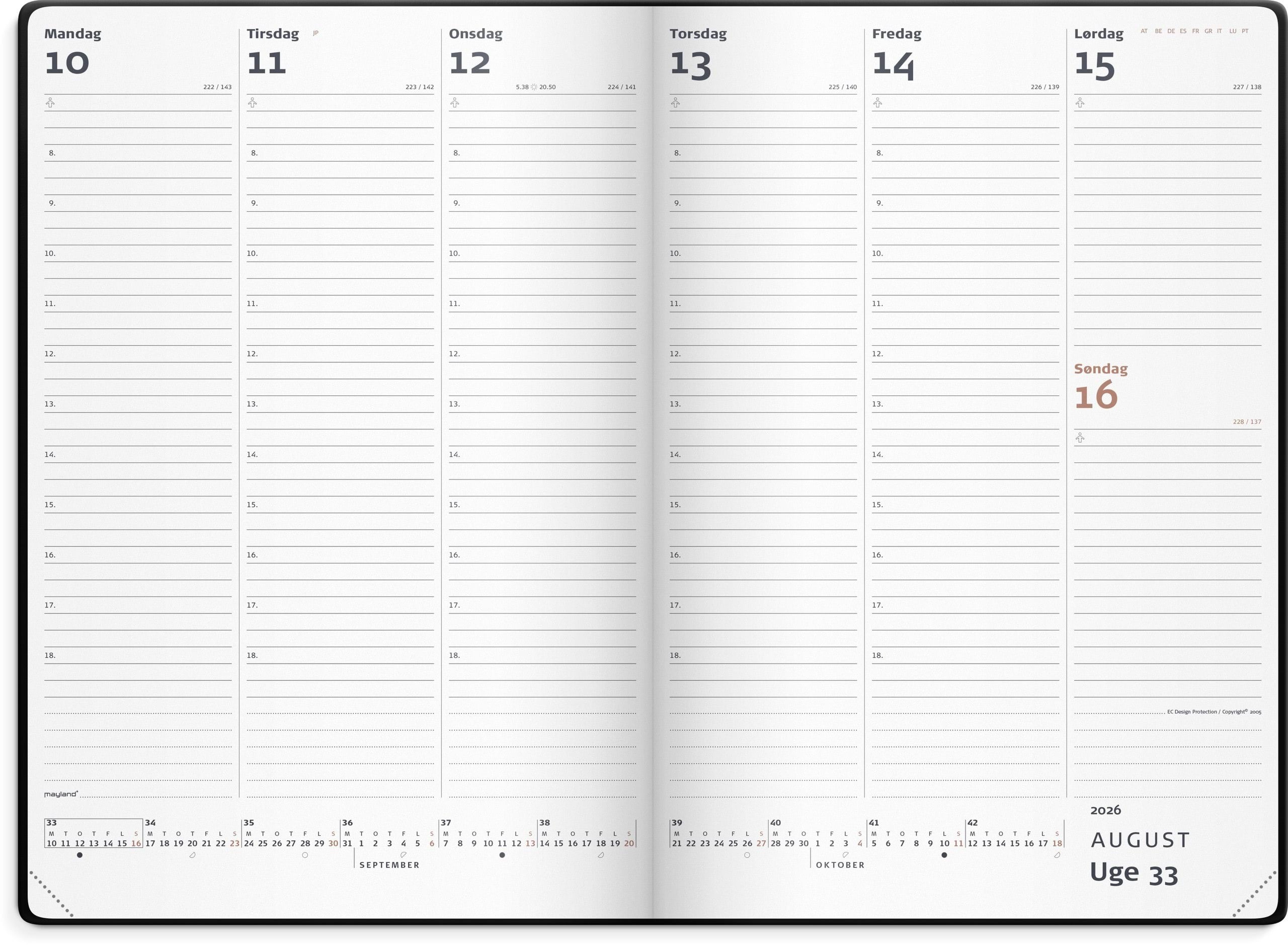 Mayland City Diplomat ugekalender sort vinyl 2026 Kalender 16194000