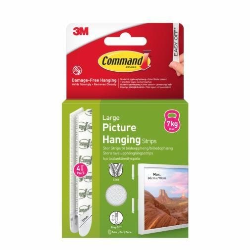 3M Command Strips White Large 4 Sets 17206WHI-4 Ophæng 7100336547