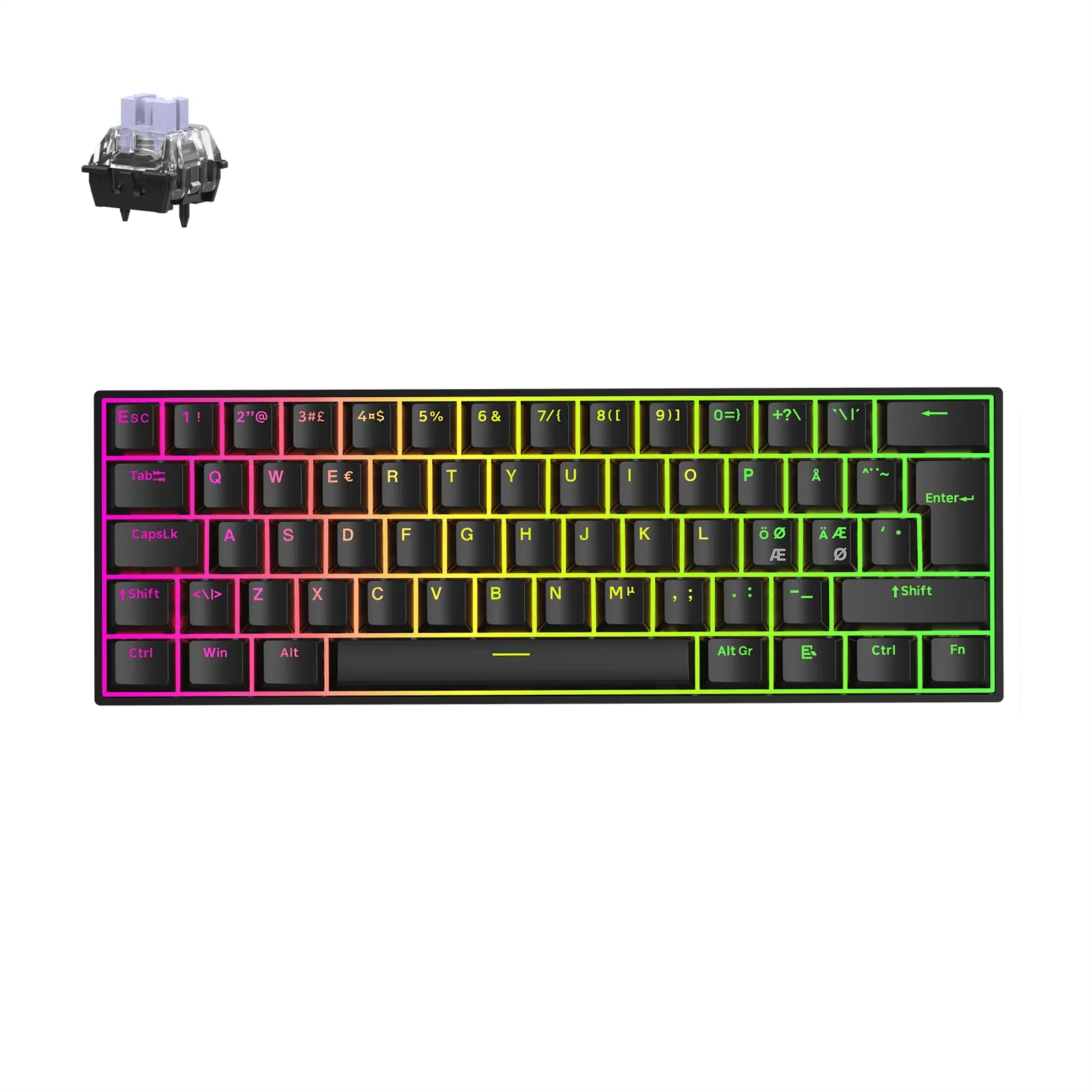 MCHOSE Ace 60 Pro KTEK Magnetic Max Hall Effect - Gaming Tastatur - Uden Numpad - Nordisk - Sort