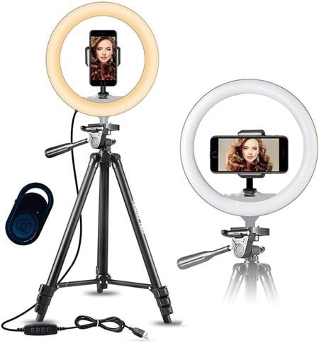 Pro Ring Light Stativ 10"- 52-167 cm - Bluetooth Fjernbetjening - 3000-6500K Gadget 6582