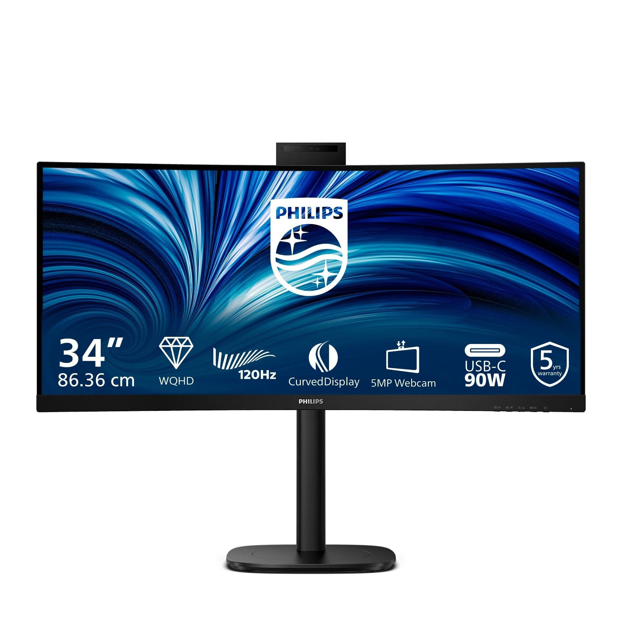 34" Philips 34B2U3600CH - 3440x1440 (UWQHD) - 120Hz - VA - 90W USB-C - KVM switch Computerskærm Black 34B2U3600CH/00