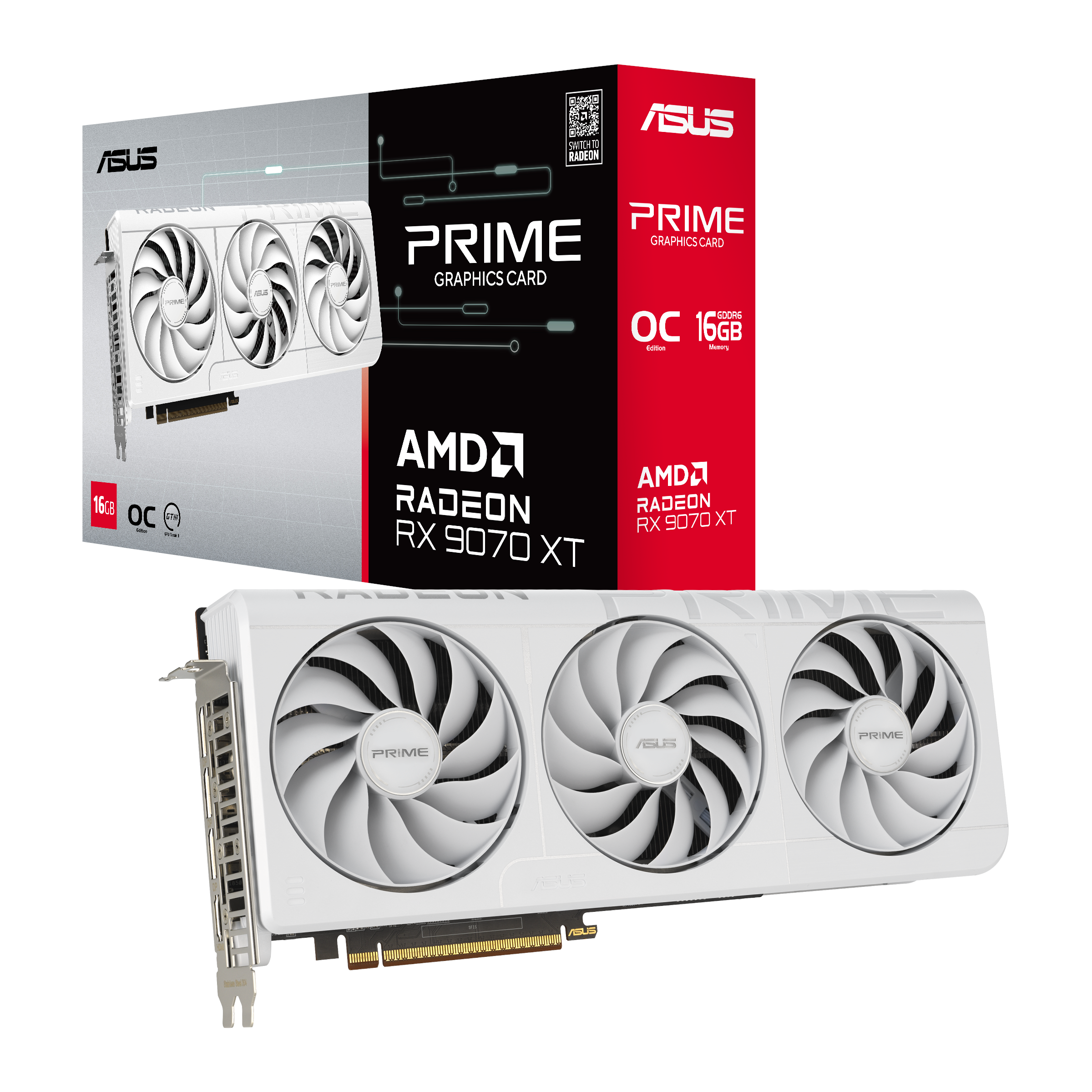 ASUS Radeon RX 9070 XT Prime OC White - 16GB GDDR6 RAM - Grafikkort Grafikkort Hvid 90YV0L75-M0NA00