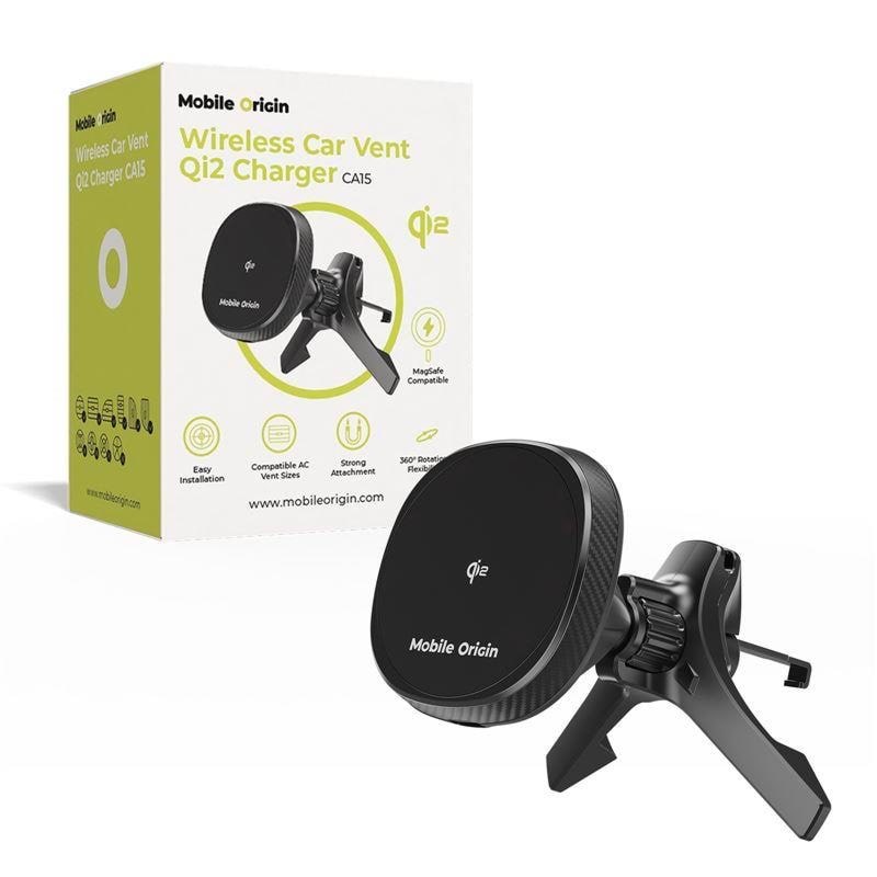 Mobile Origin Wireless Car Vent Qi2 Charger CA15 Mobil Oplader MO-WCVCH-CA15