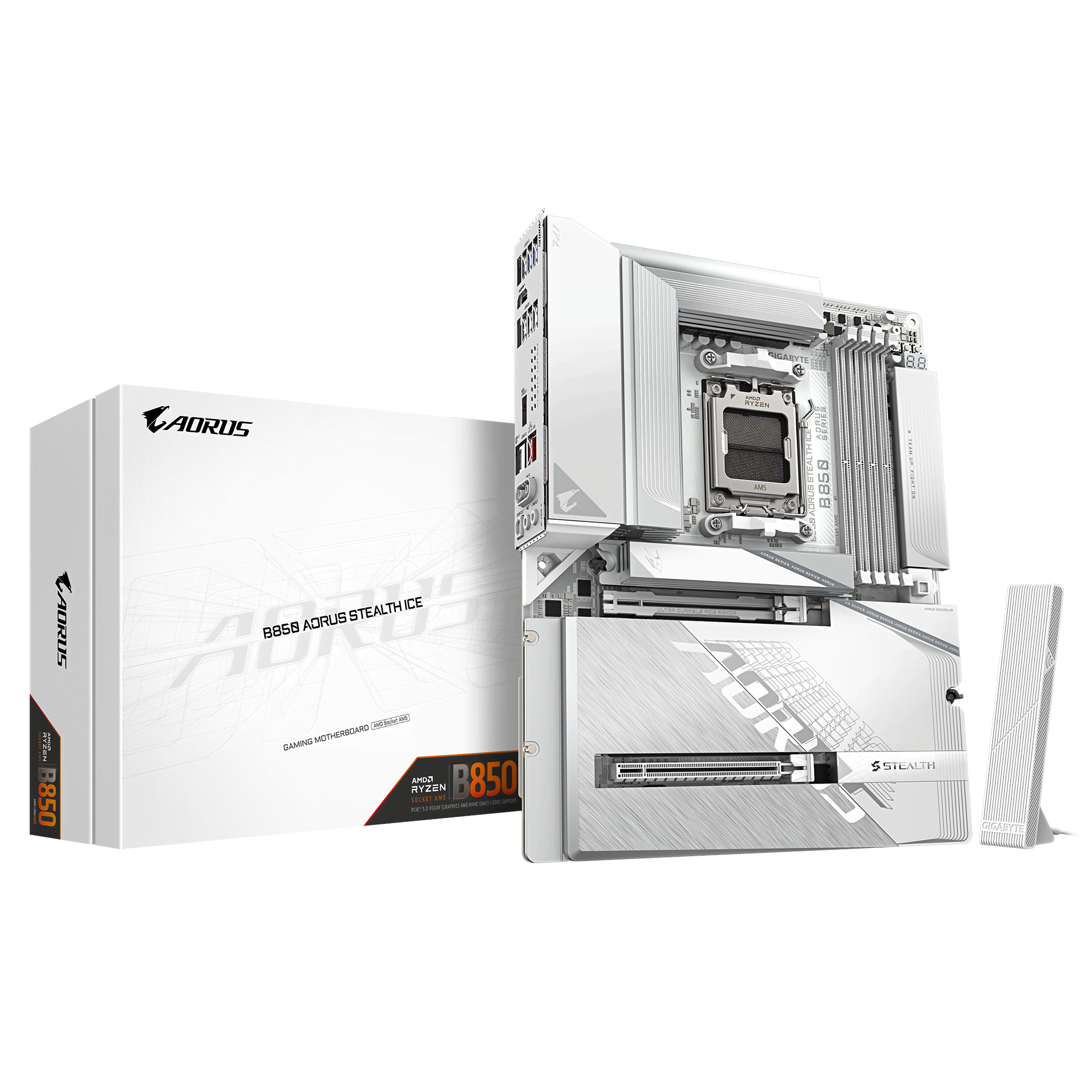 GIGABYTE B850 AORUS STEALTH ICE Bundkort - AMD B850 - AMD AM5 - DDR5 RAM - ATX Bundkort B850 A STEALTH ICE