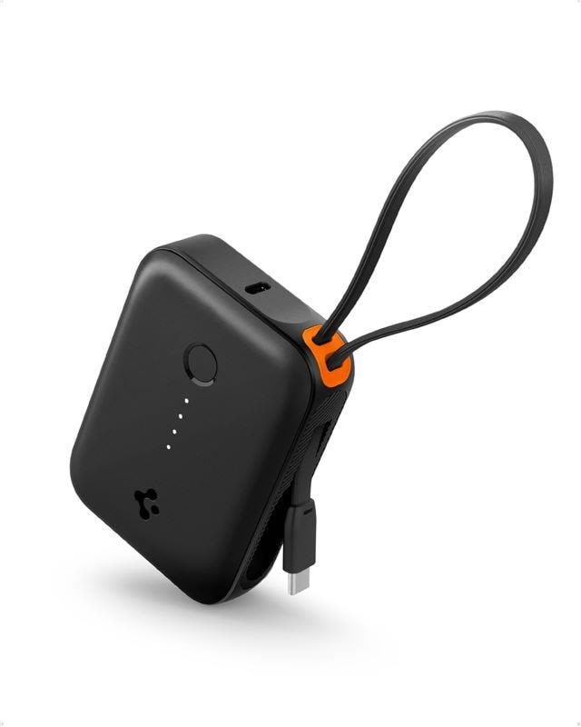 Spigen Essential 10000 mAh 30W Power Bank (Built in Cable) - black - 10000 mAh Powerbank Sort ABA09023
