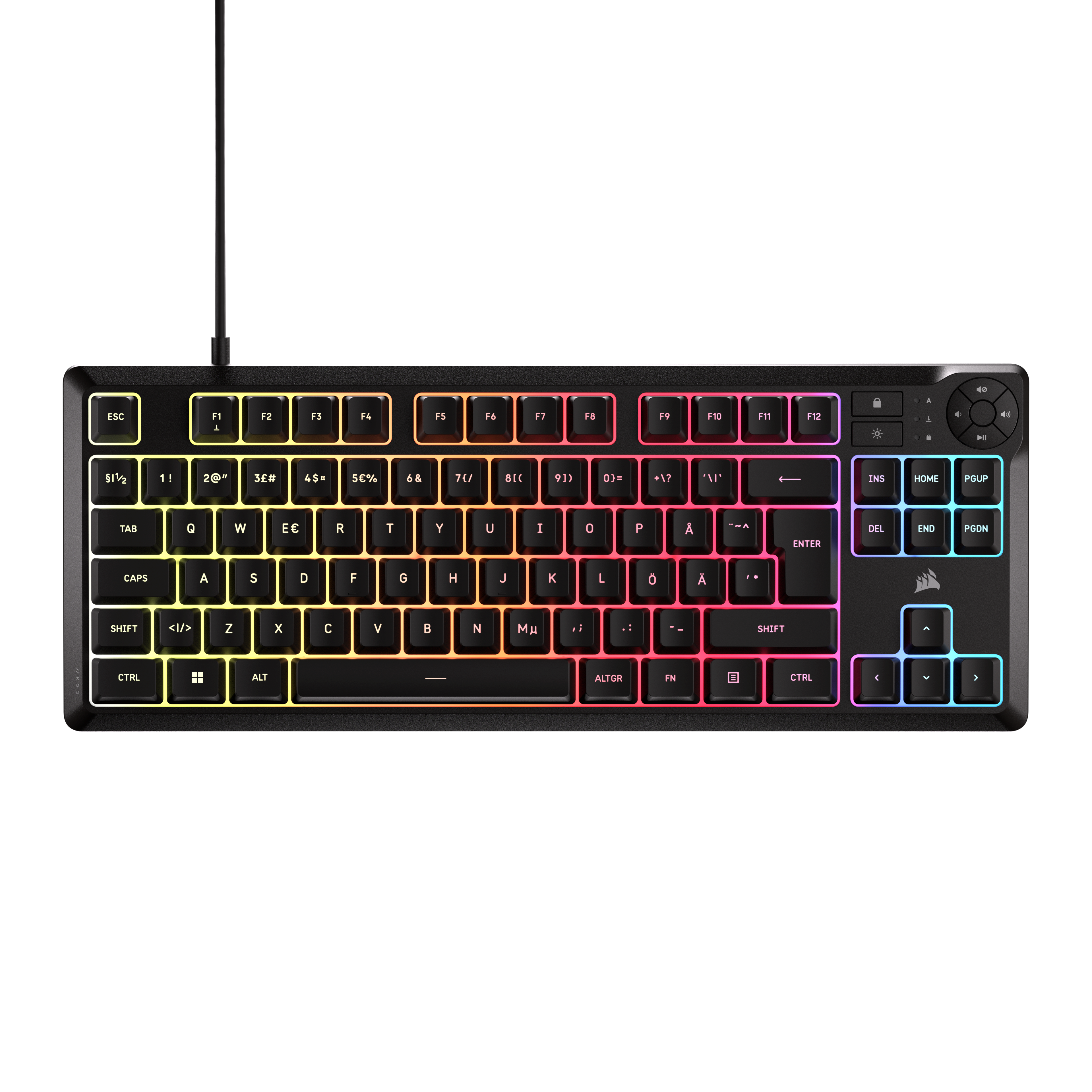 Corsair K55 Core TKL - Gaming Tastatur - Uden Numpad - Nordisk - Sort Tastatur CH-9216065-ND