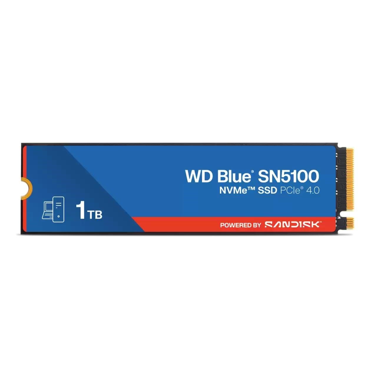 SANDISK WD Blue SN5100 SSD - 1TB - PCIe 4.0 - M.2 2280 Ssd Harddisk Blå WDS100T5B0E-00CPE0