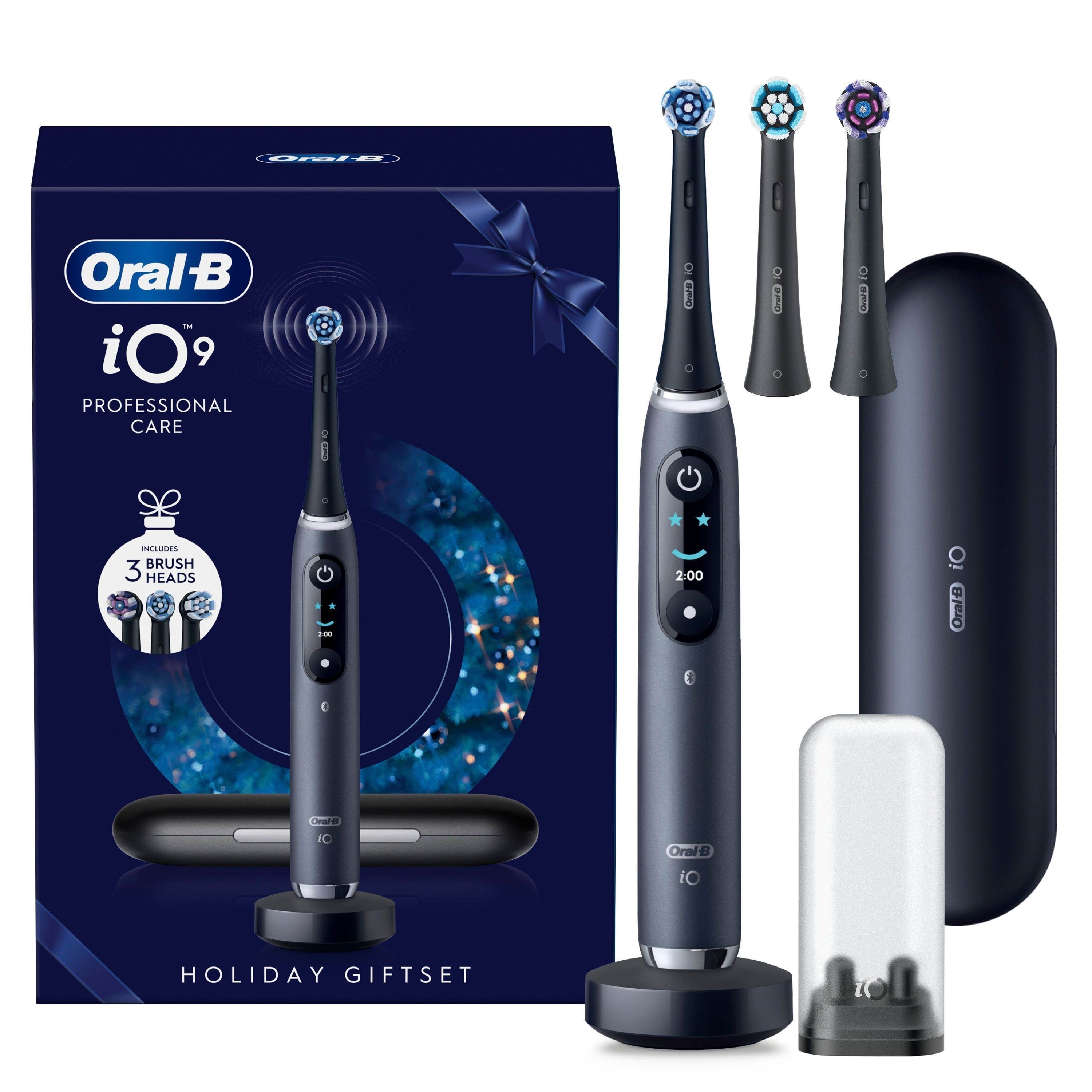 Oral-B Tandbørste iO9 Black Gift Pack incl. Charging Travel Case + 2 extra brush heads