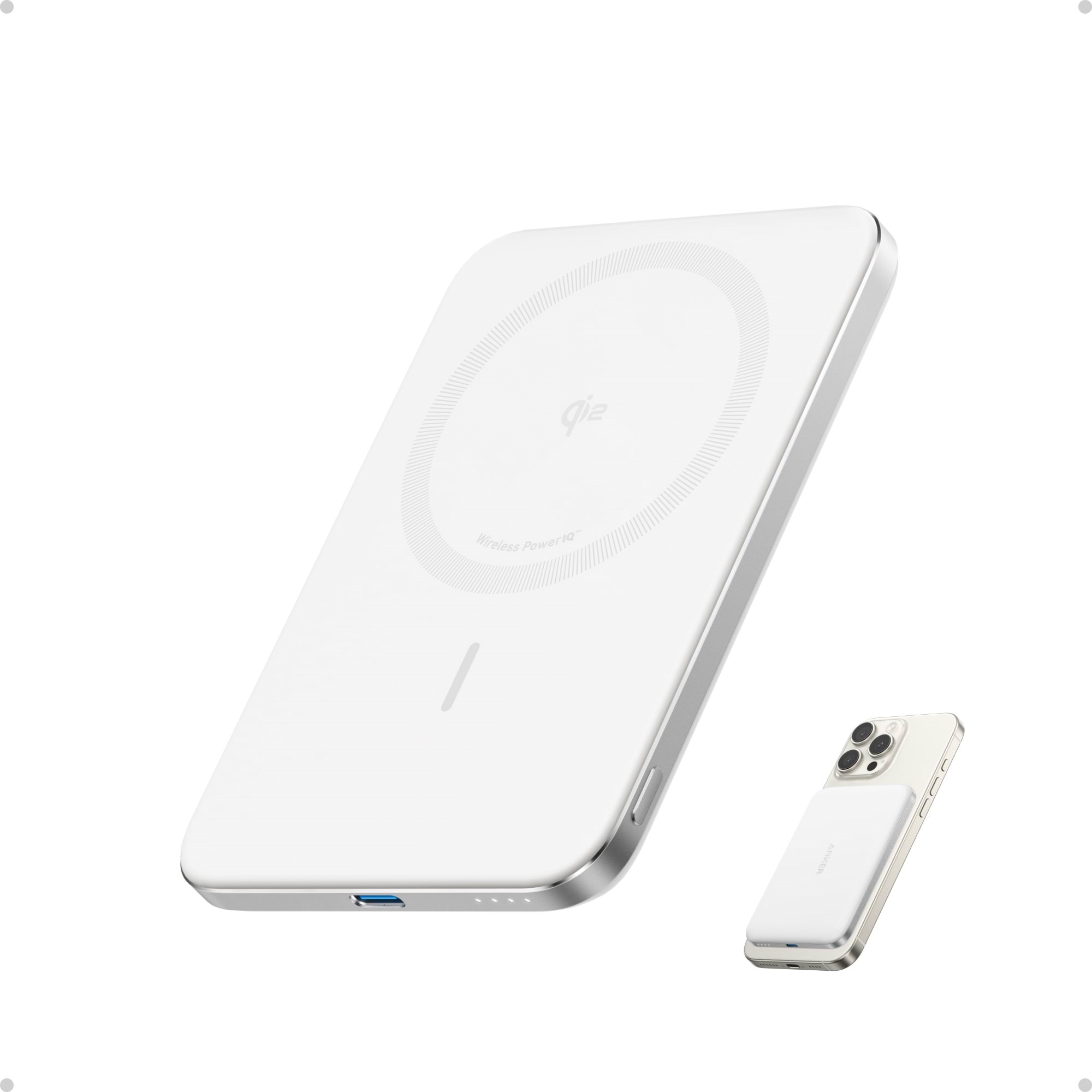 Anker MagGo Power Bank 5K Slim - White - 5000 mAh Powerbank Hvid A1665H21