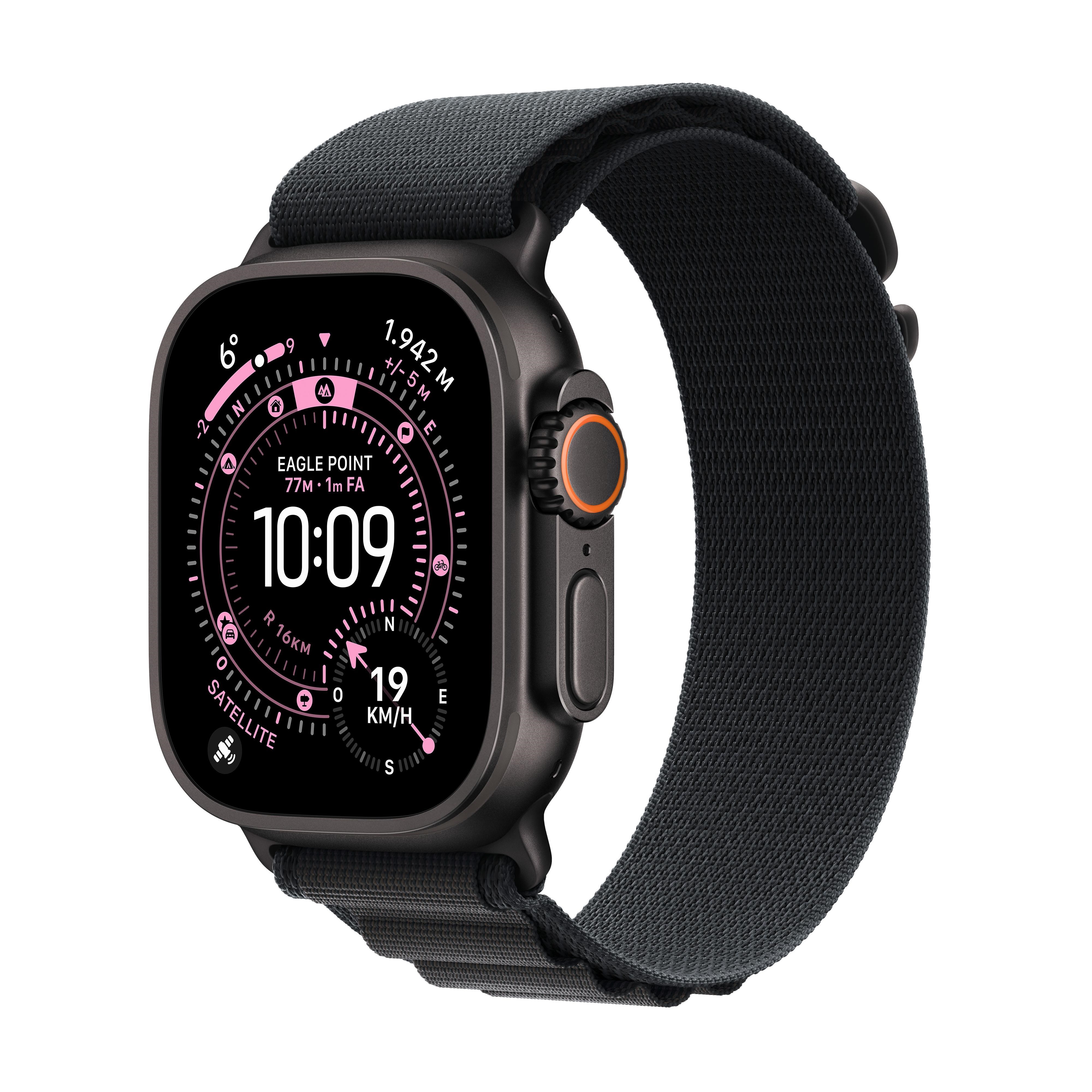Apple Watch Ultra 3 GPS + Cellular 49mm Black Titanium Case with Black Alpine Loop - Medium Smartwatch Sort MF0V4DH/A