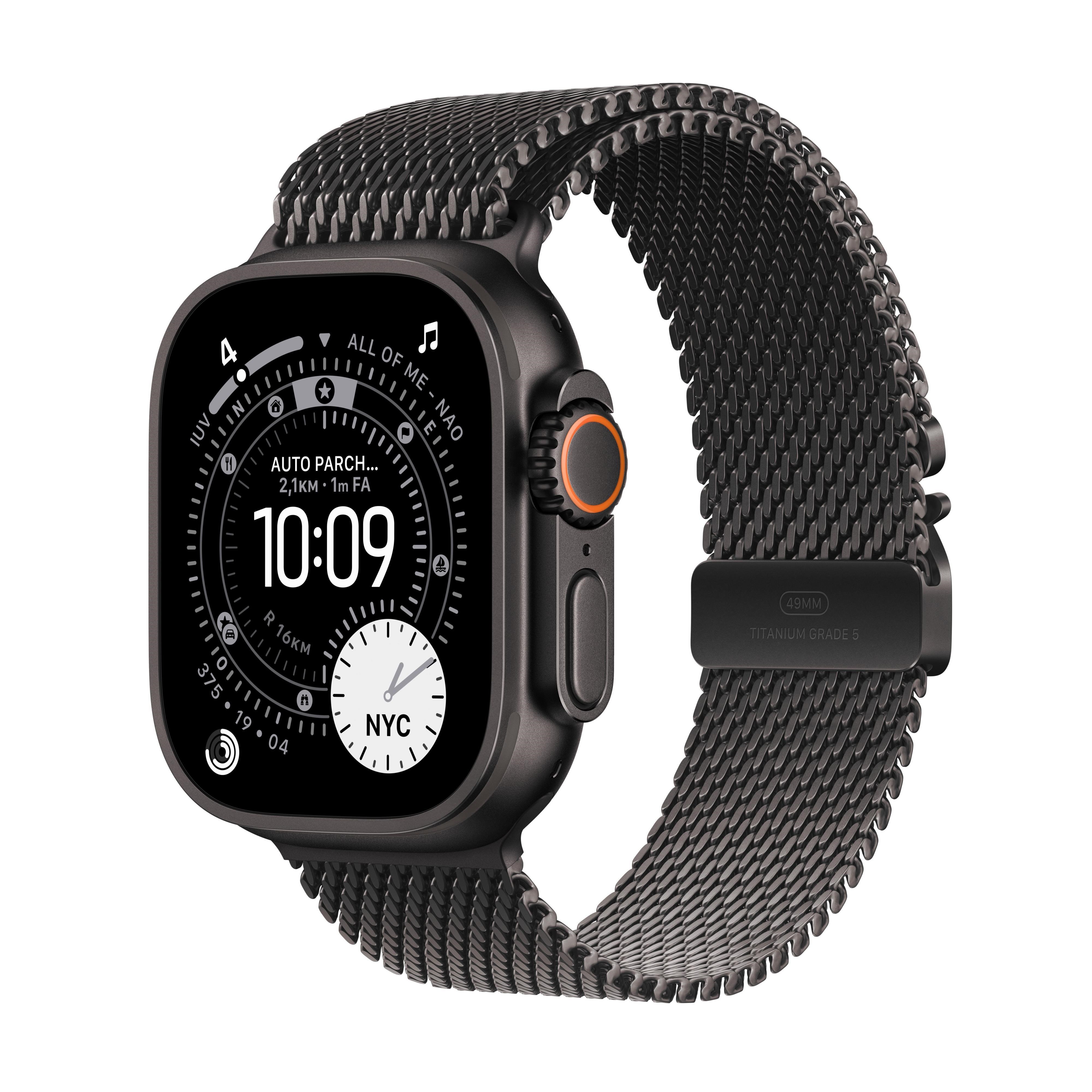 Apple Watch Ultra 3 GPS + Cellular 49mm Black Titanium Case with Black Titanium Milanese Loop - Medium Smartwatch Sort MF1Q4DH/A