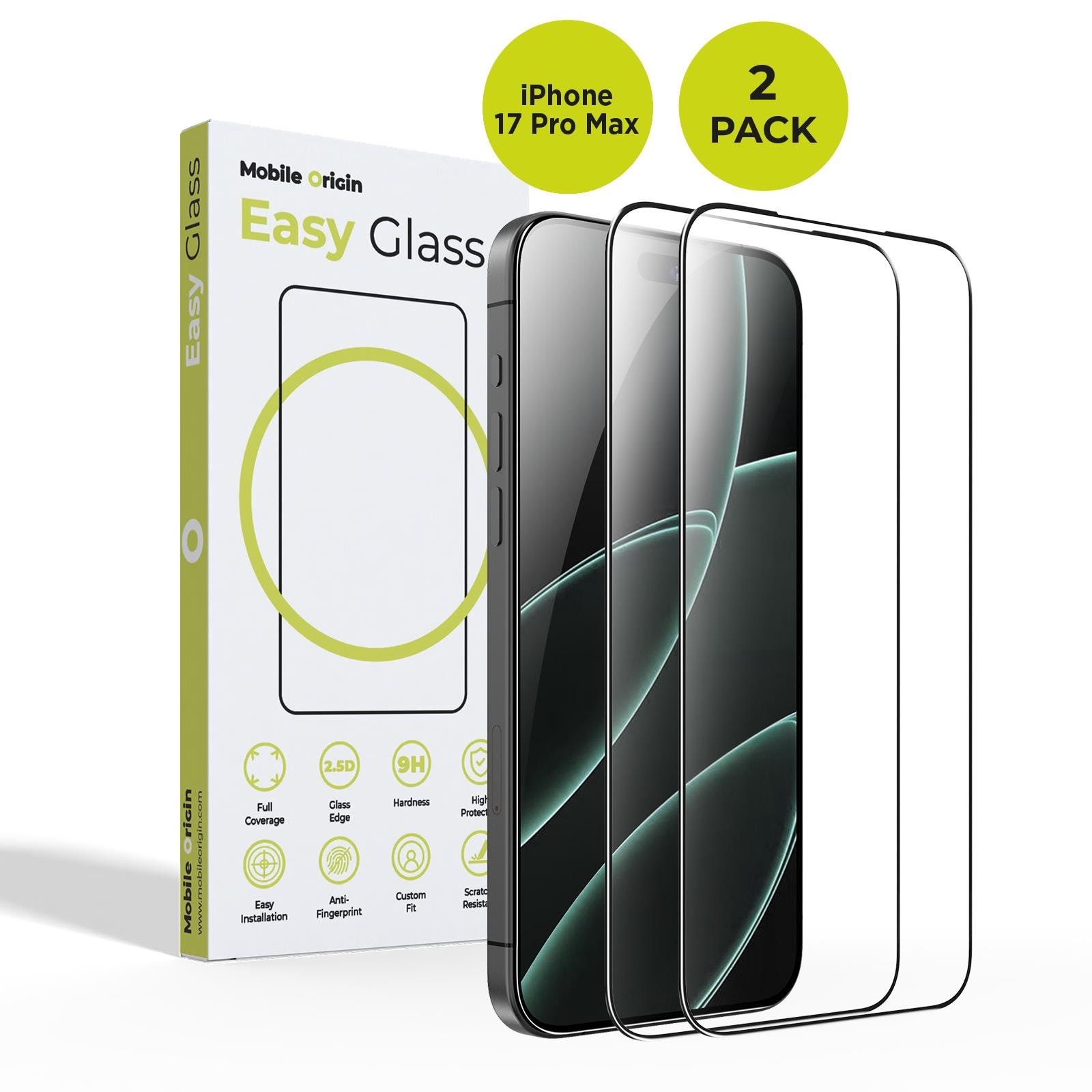 Mobile Origin EasyGlass iPhone 17 Pro Max - 2 pack Beskyttelsesglas FRL-EG-i17ProMax-2pk