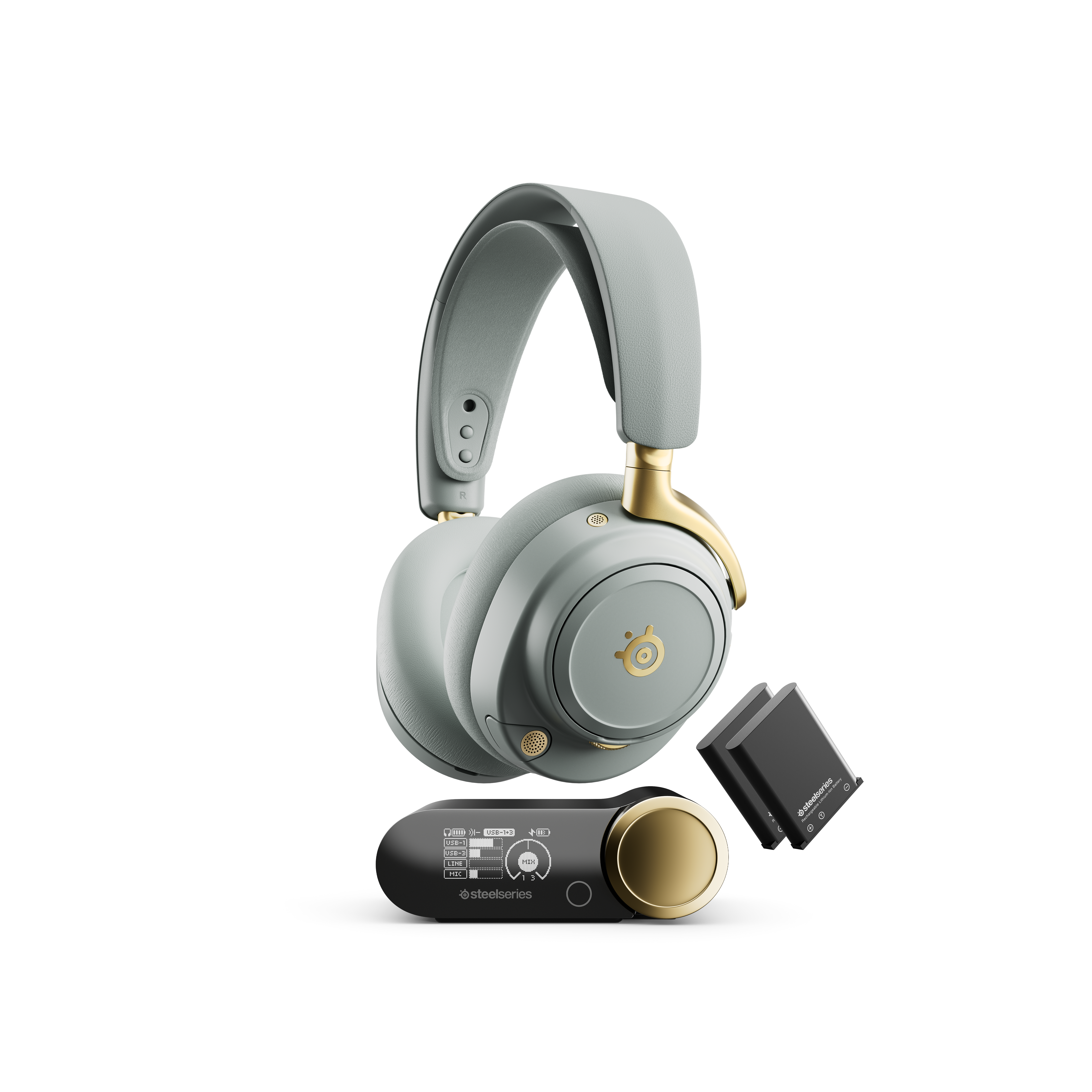 SteelSeries Arctis Nova Elite Sage Gold - High-end Gaming Headset - Hvid