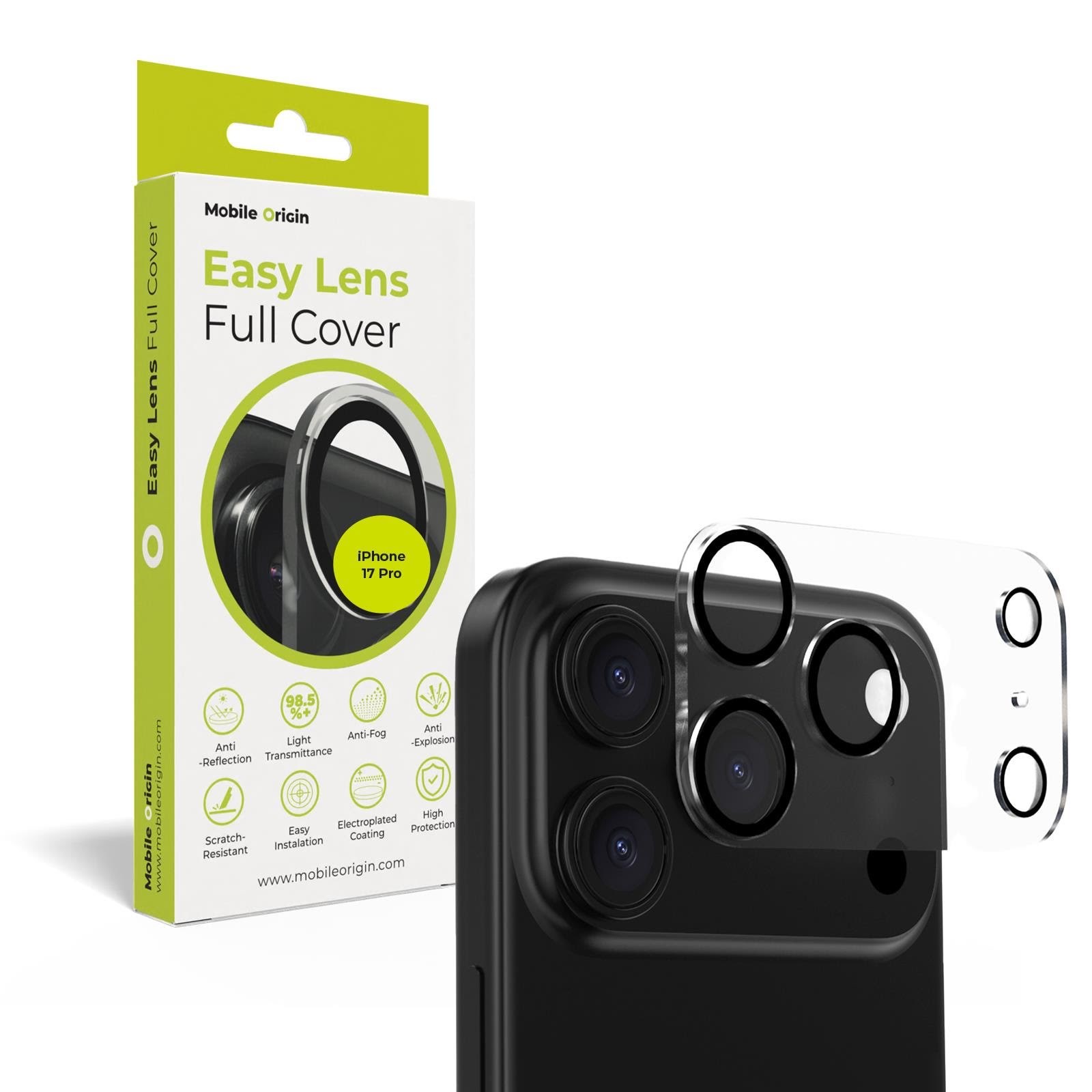 Mobile Origin Easy Lens full cover - clear - iPhone 17 Pro Beskyttelsesglas FRL-LGFC-i17Pro-CLR