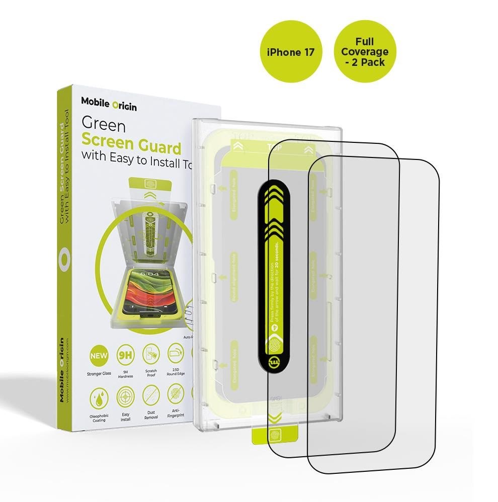 Mobile Origin Screen Guard with easy applicator - full coverage - 2 pack - iPhone 17 Beskyttelsesglas SGA-F-i17-2pk