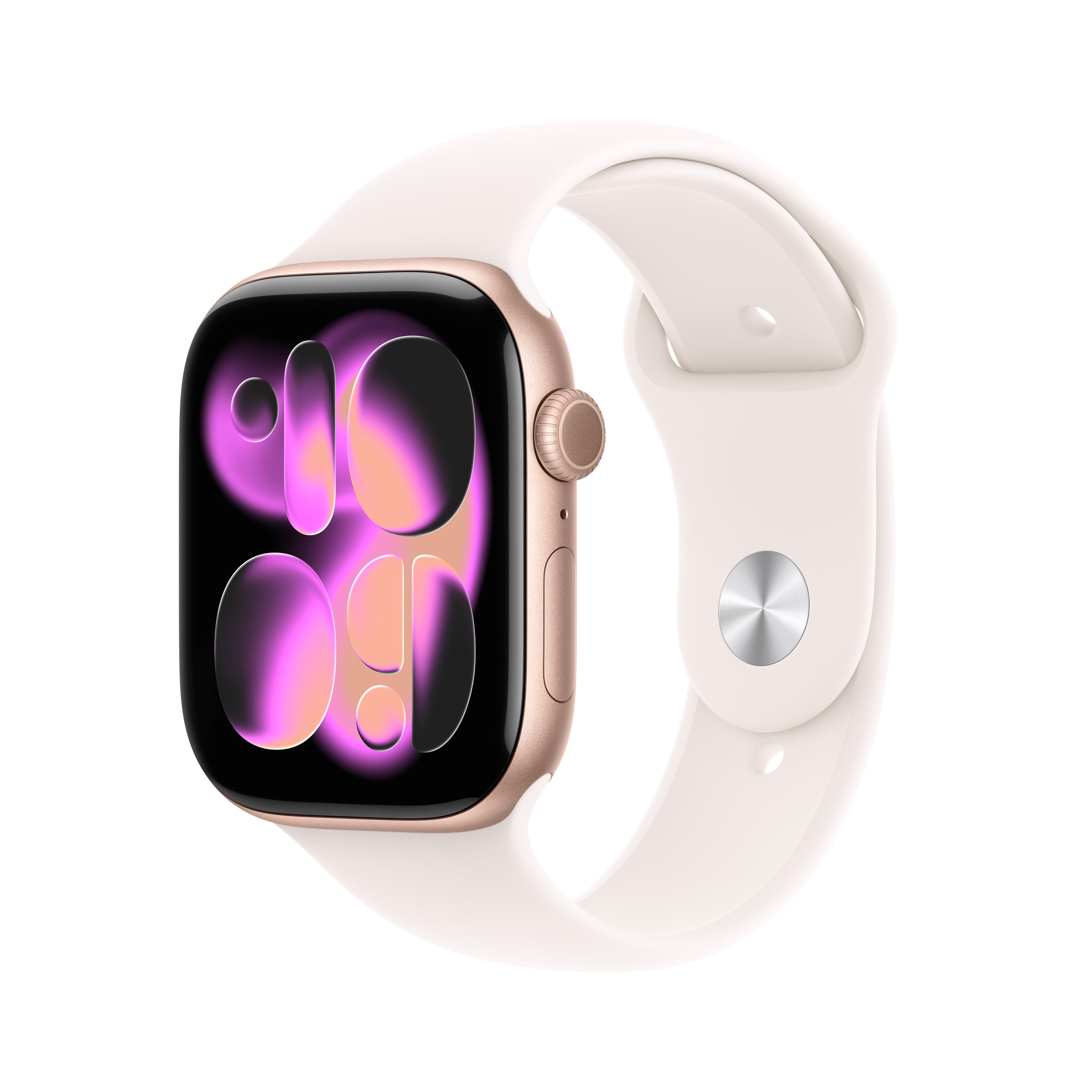 Apple Watch Series 11 GPS 46mm Rose Gold Aluminium Case with Light Blush Sport Band - S/M Smartwatch Guld MEV64QN/A