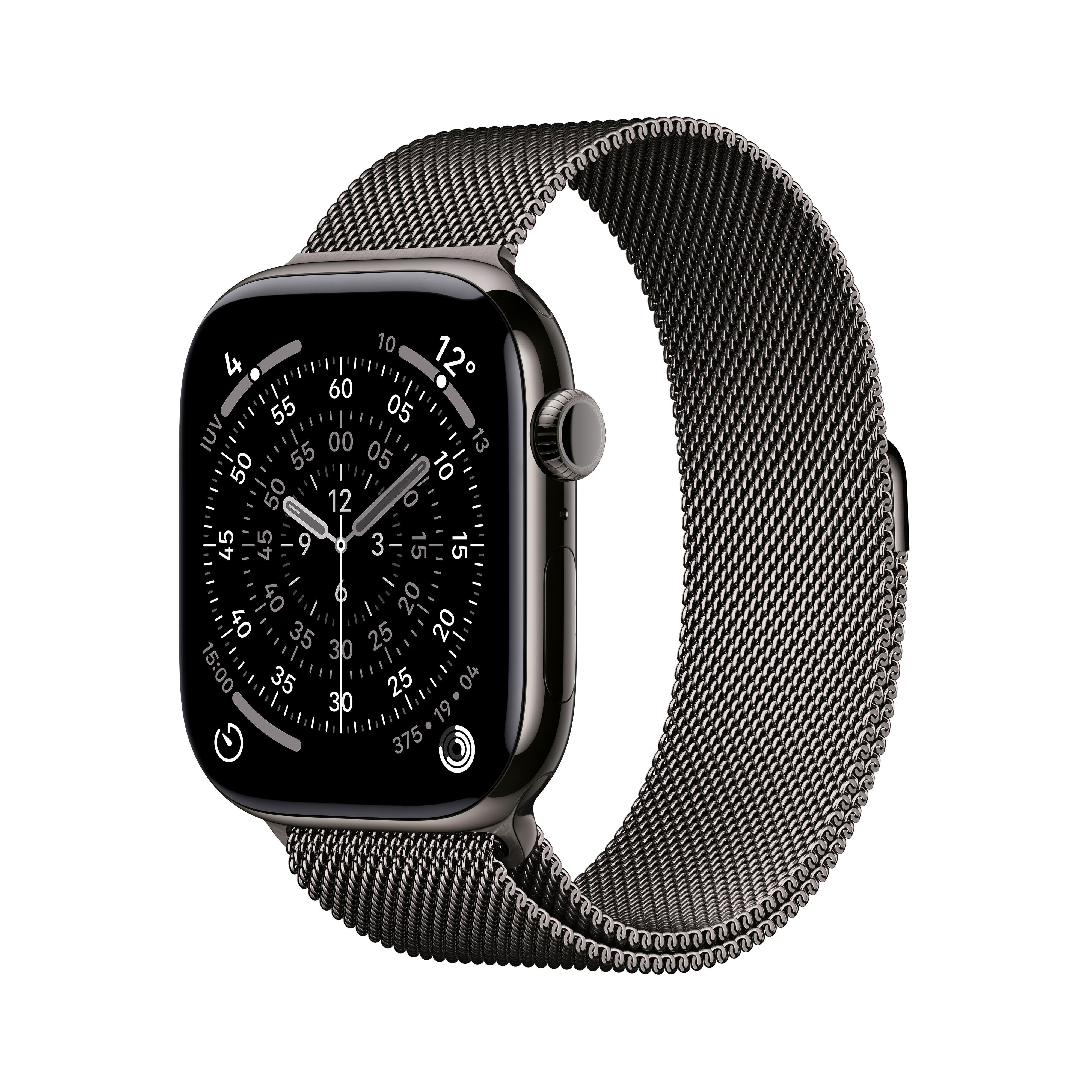 Apple Watch Series 11 GPS + Cellular 46mm Slate Titanium Case with Slate Milanese Loop - M/L Smartwatch Sort MFD44QN/A