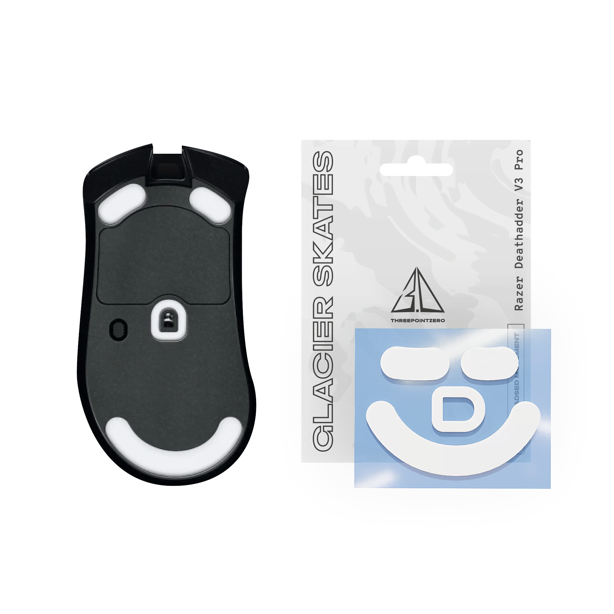 Threepointzero Glacier Skates - for Razer Deathadder V3 Pro Musemåtte Hvid TPZ-GS-RDV3Pro
