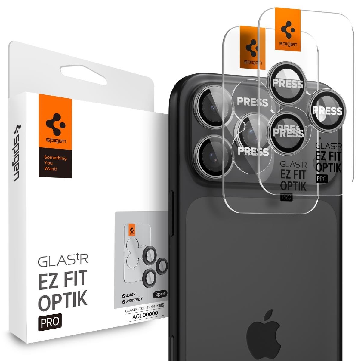 Spigen Glass tR EZ Fit Optik Pro 2 Pack - gray - iPhone 17/16/15/14 Pro / 17/16/15/14 Pro Max Beskyttelsesglas AGL10125