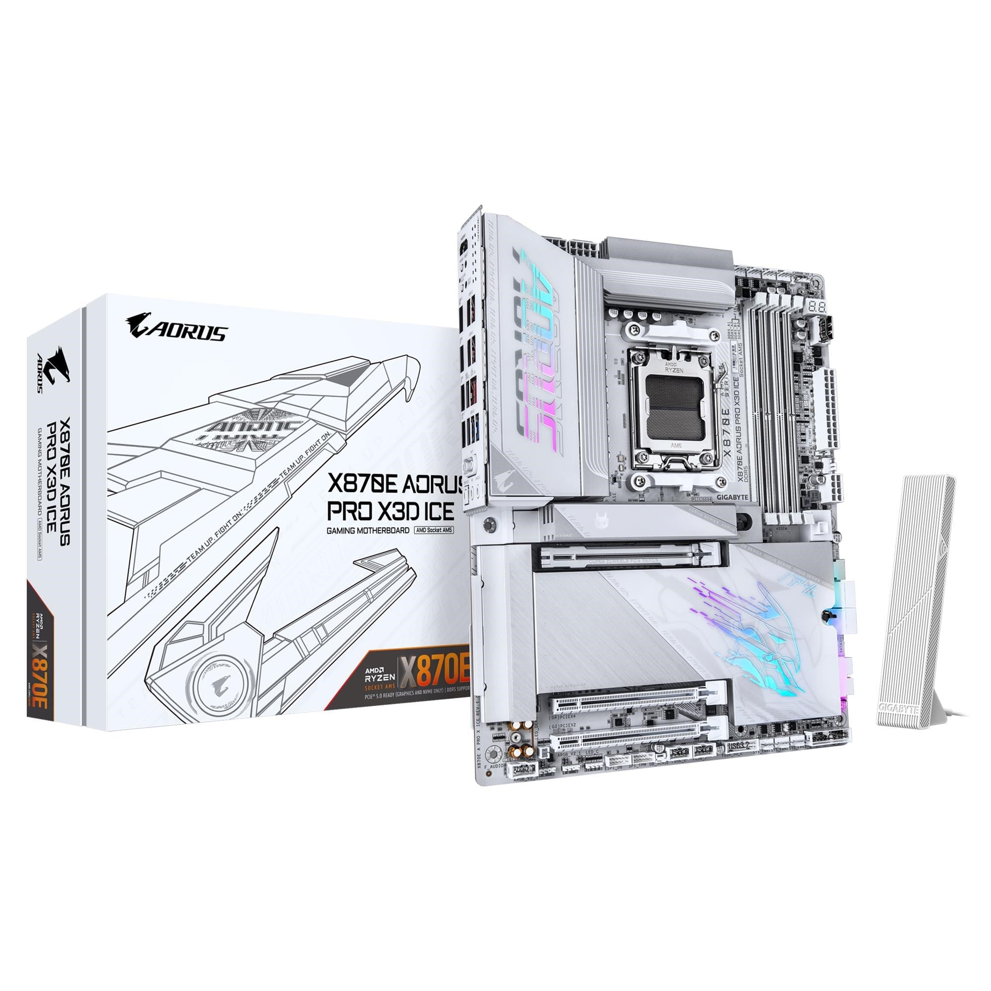GIGABYTE X870E AORUS PRO X3D ICE Bundkort - AMD X870E - AMD AM5 - DDR5 RAM - ATX Bundkort X870E A PRO X ICE