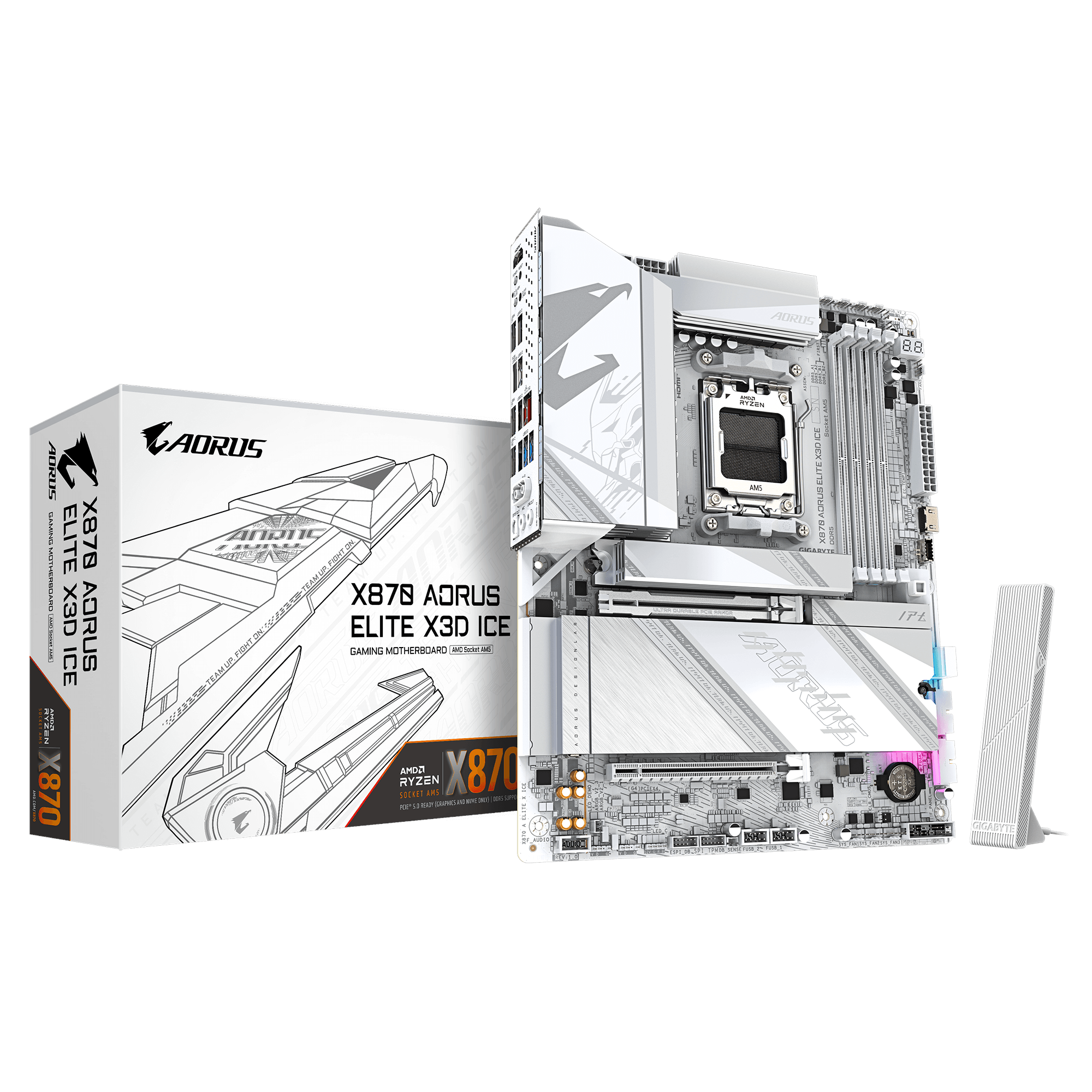 GIGABYTE X870 AORUS ELITE X3D ICE Bundkort - AMD X870 - AMD AM5 - DDR5 RAM - ATX