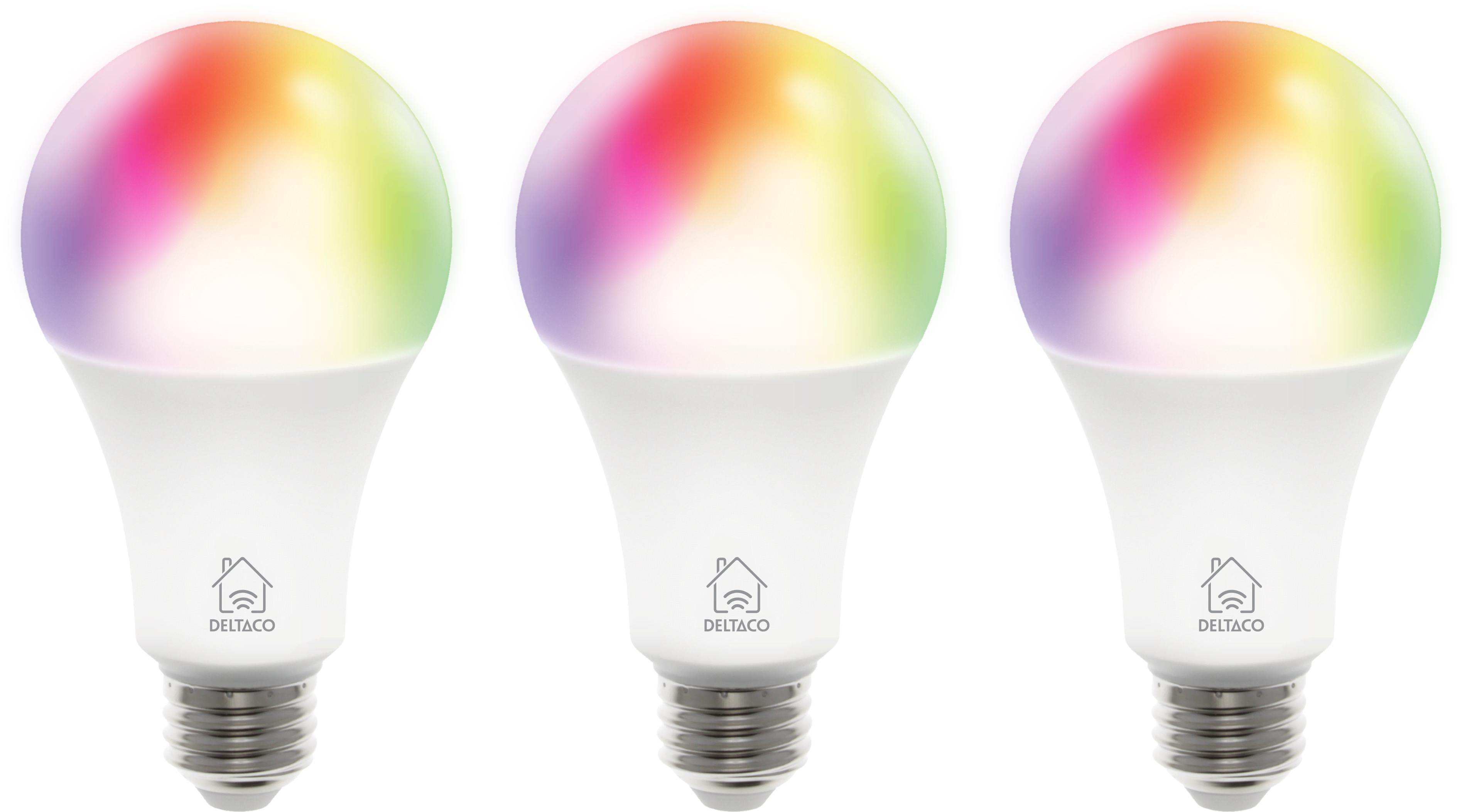 Deltaco Smart - LED light bulb - shape: A60 - E27 - 9 W - RGB/warm white/cold white light - 2700-6500 K - white (pack of 3) Smart Home SH-LE27RGBA6002