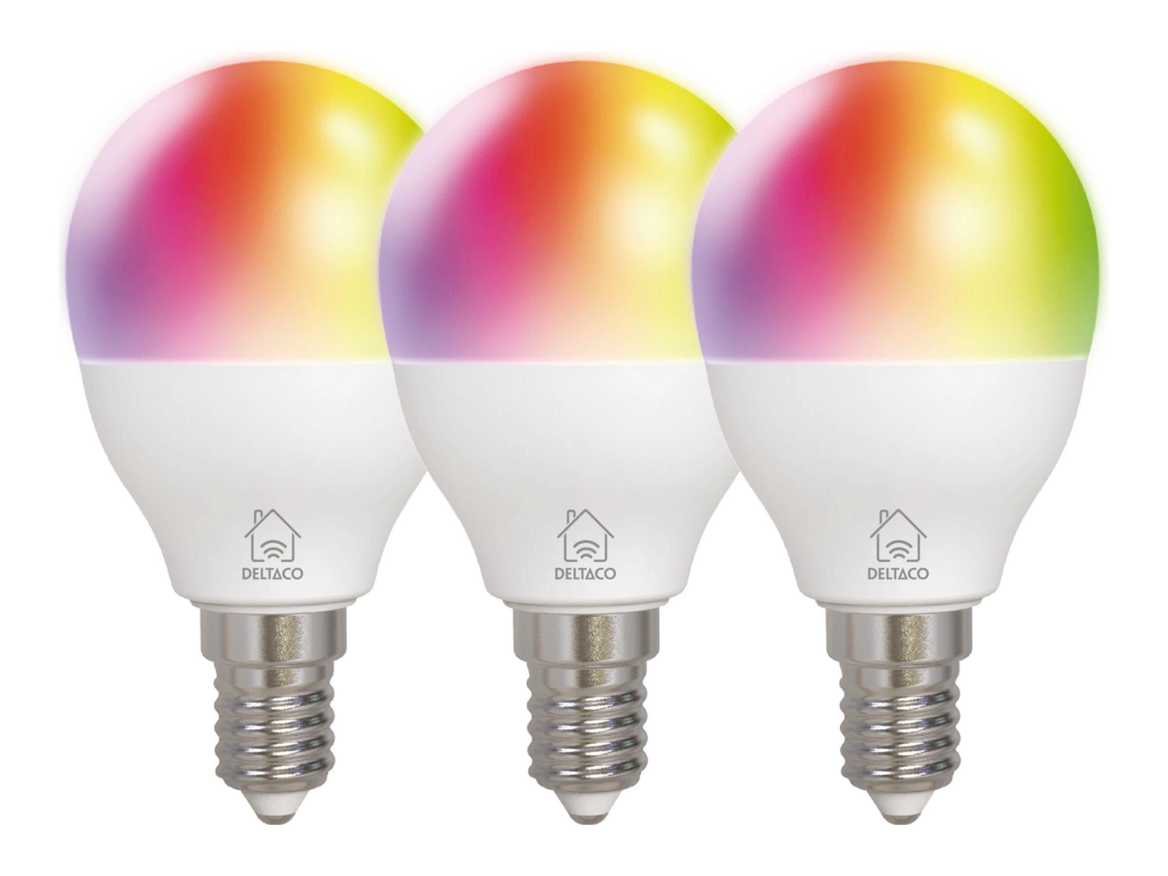 Deltaco Smart - LED light bulb - E14 - 5 W - RGB light - 2700-6500 K - white (pack of 3)