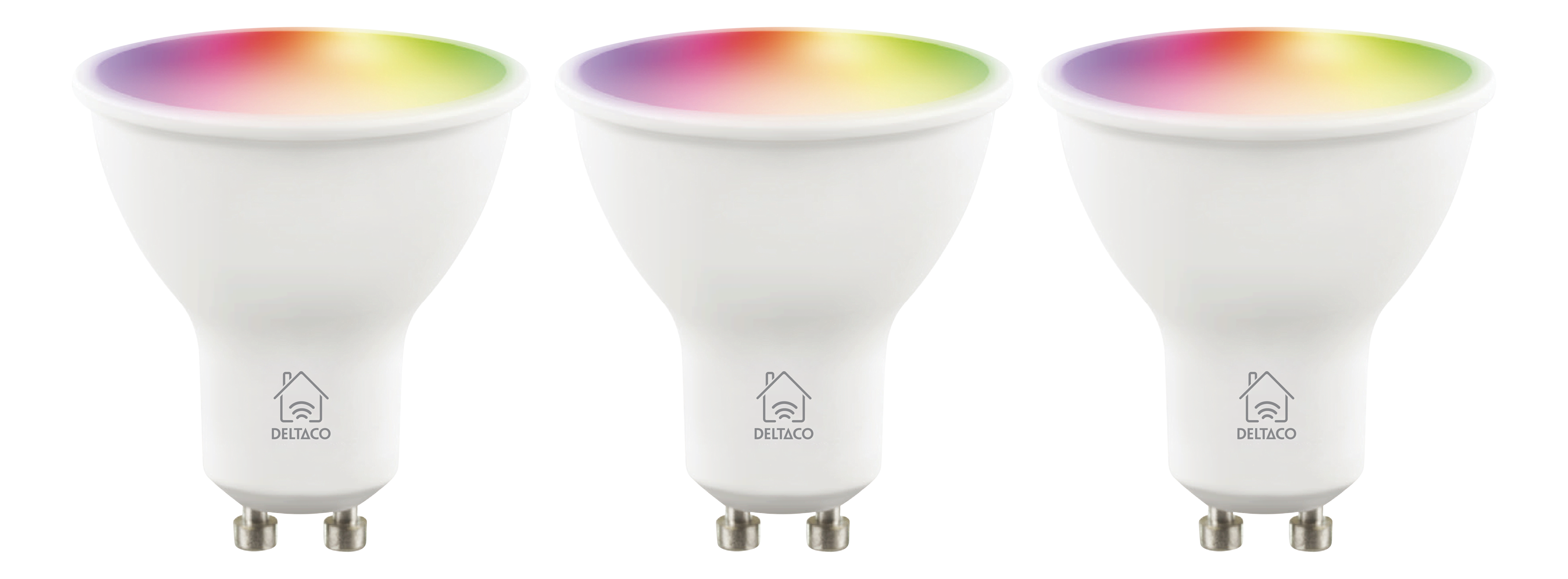 Deltaco Smart LED-pærer, GU10, RGB, Wi-Fi, 4,7 W, 3-pak Smart Home SH-LGU10RGB02-3P