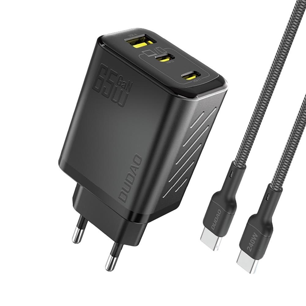 Dudao A29C 65W GaN Wall Charger + USB-C Cable - Black Mobil Oplader 6976625334933