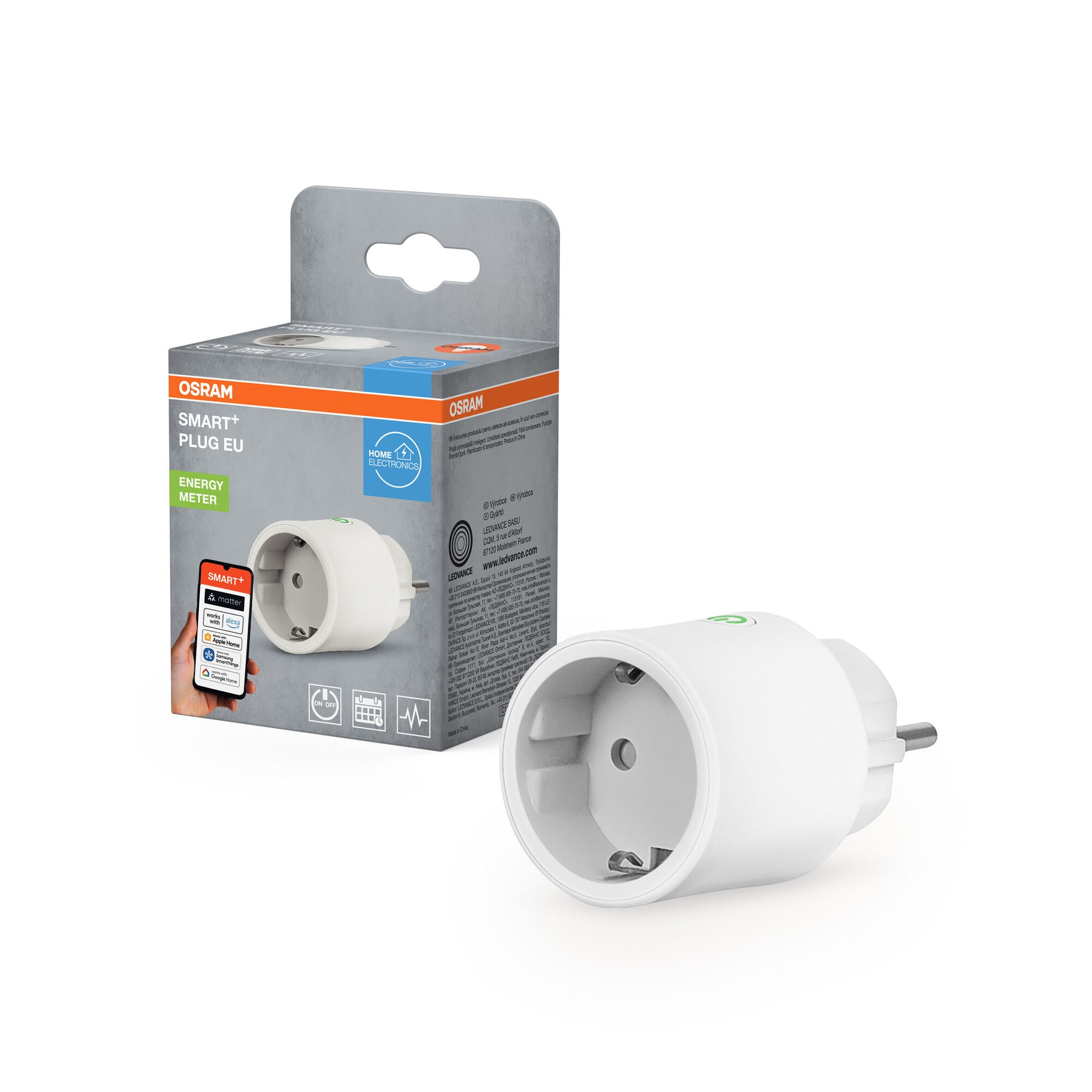 Osram SMART+ MATTER Plug energimåler 10A hvid WiFi Smart Home 4099854419201