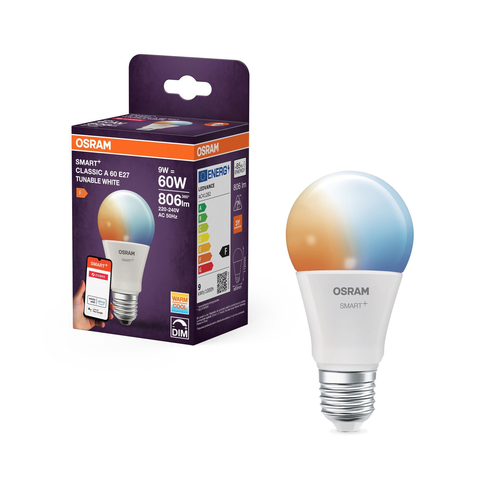 Osram SMART+ standard 806lm 9W/827-865 (60W) mat E27 Zigbee Smart Home 4099854460234