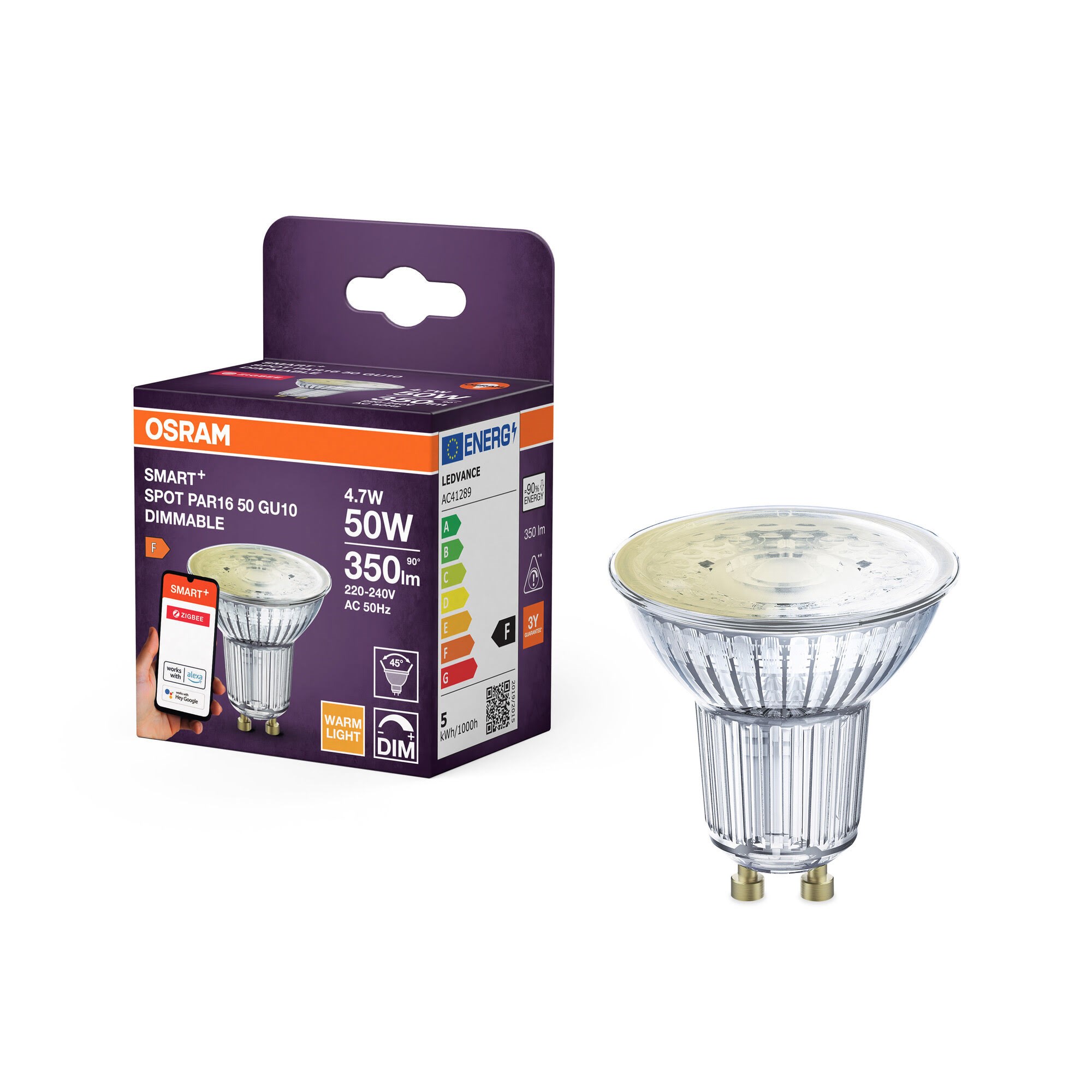 Osram SMART+ PAR16 350lm 4,7W/827 (50W) GU10 36° Zigbee Smart Home 4099854461804