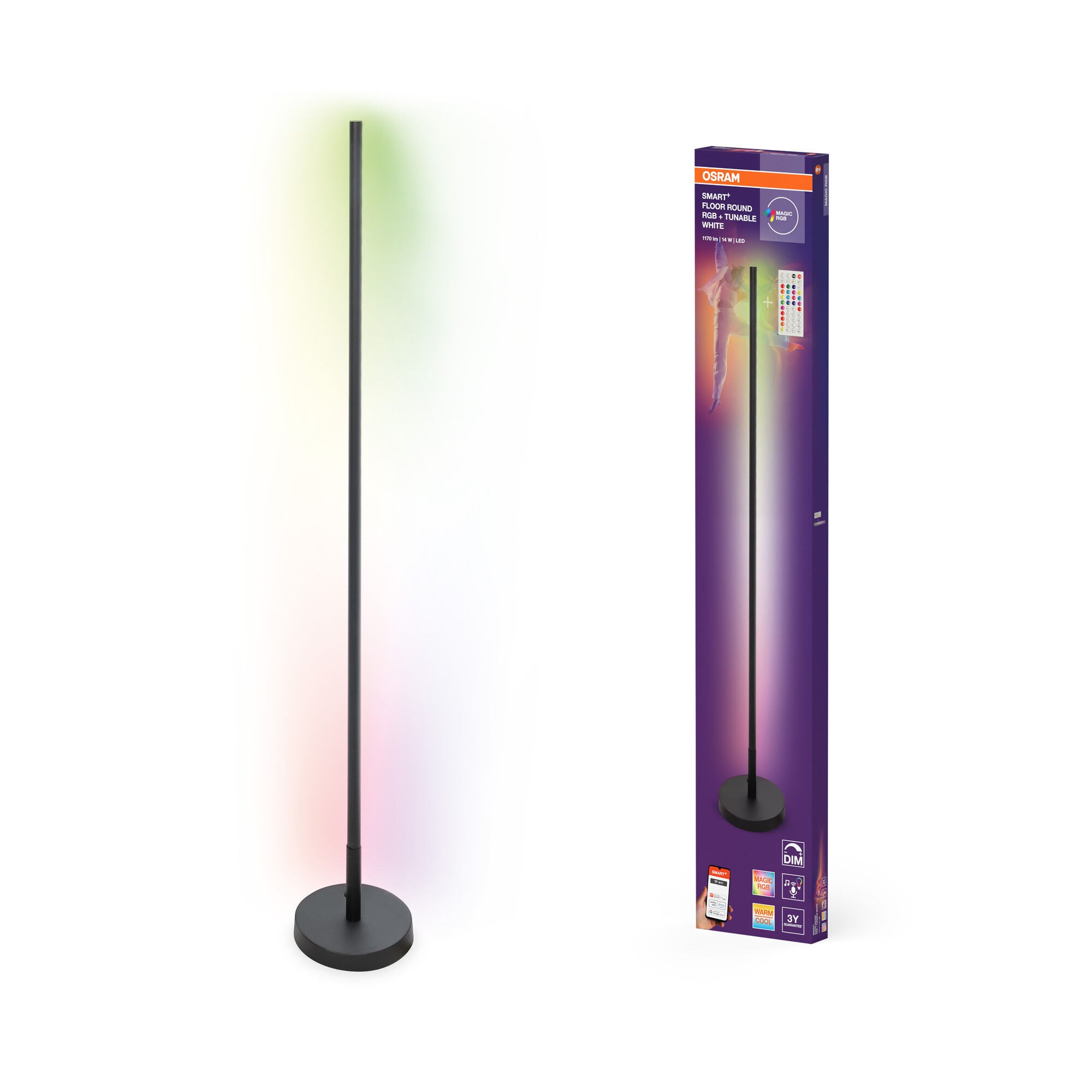 Osram SMART+ Floor Round 1170lm 24W RGB+827-865 1400mm sort WiFi Smart Home 4099854472176