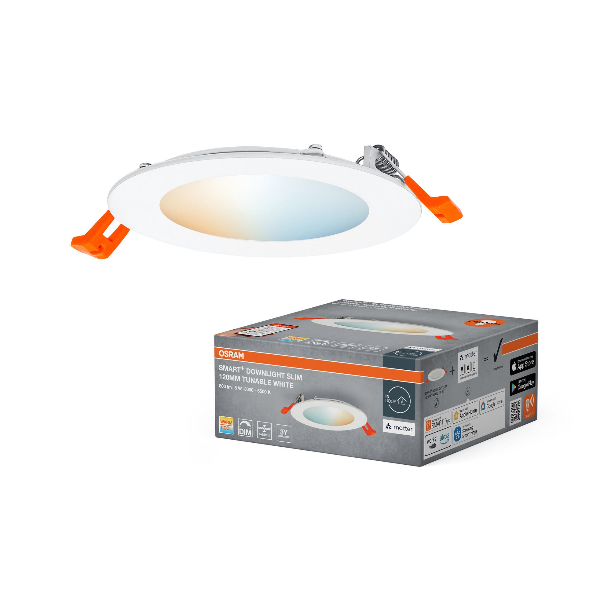 Osram SMART+ Downlight Slim 550lm 8W/827-865 120mm hvid WiFi Smart Home 4099854475276