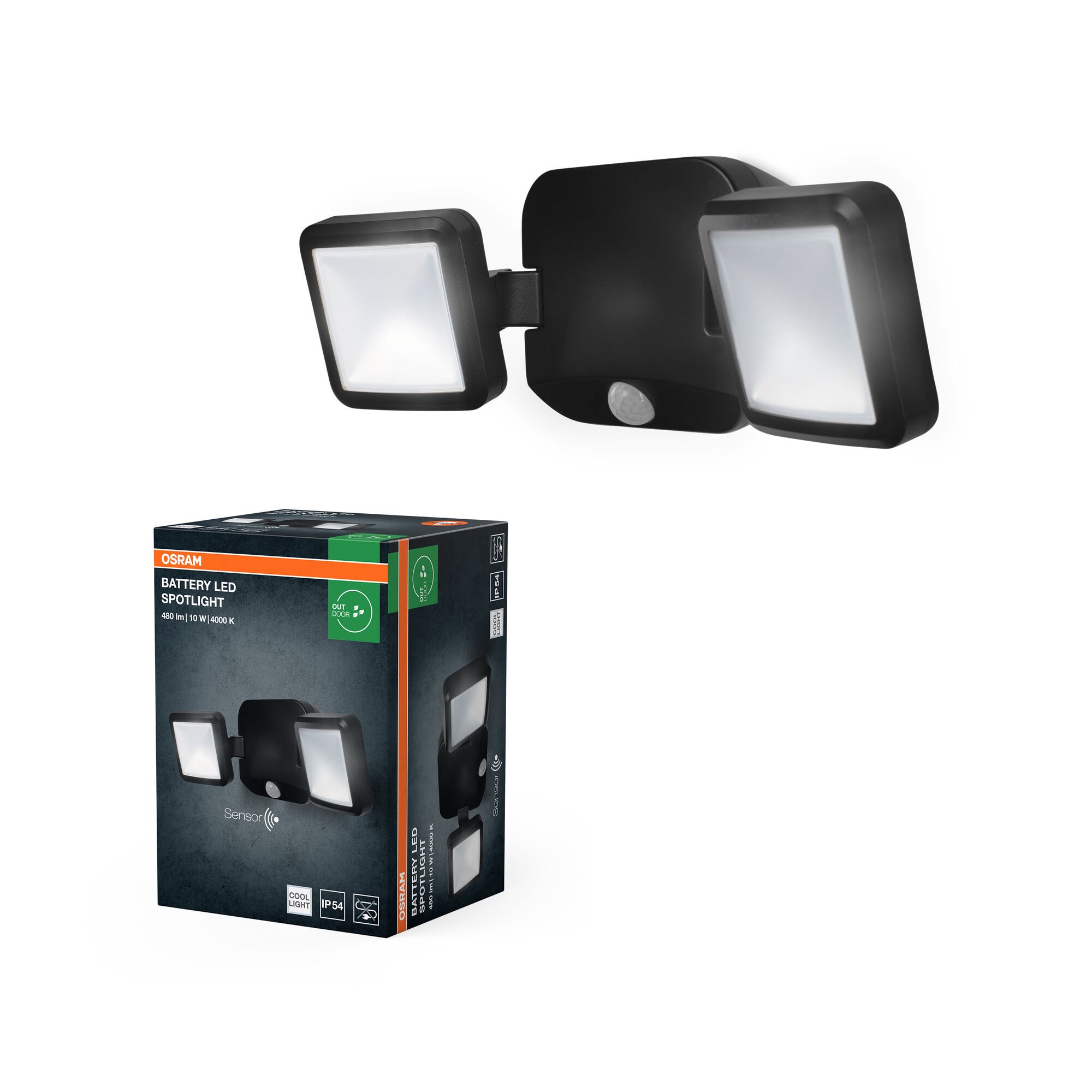 Osram Battery LED Spot Double 480lm 10W/840 332mm sort Lampe 4099854497551