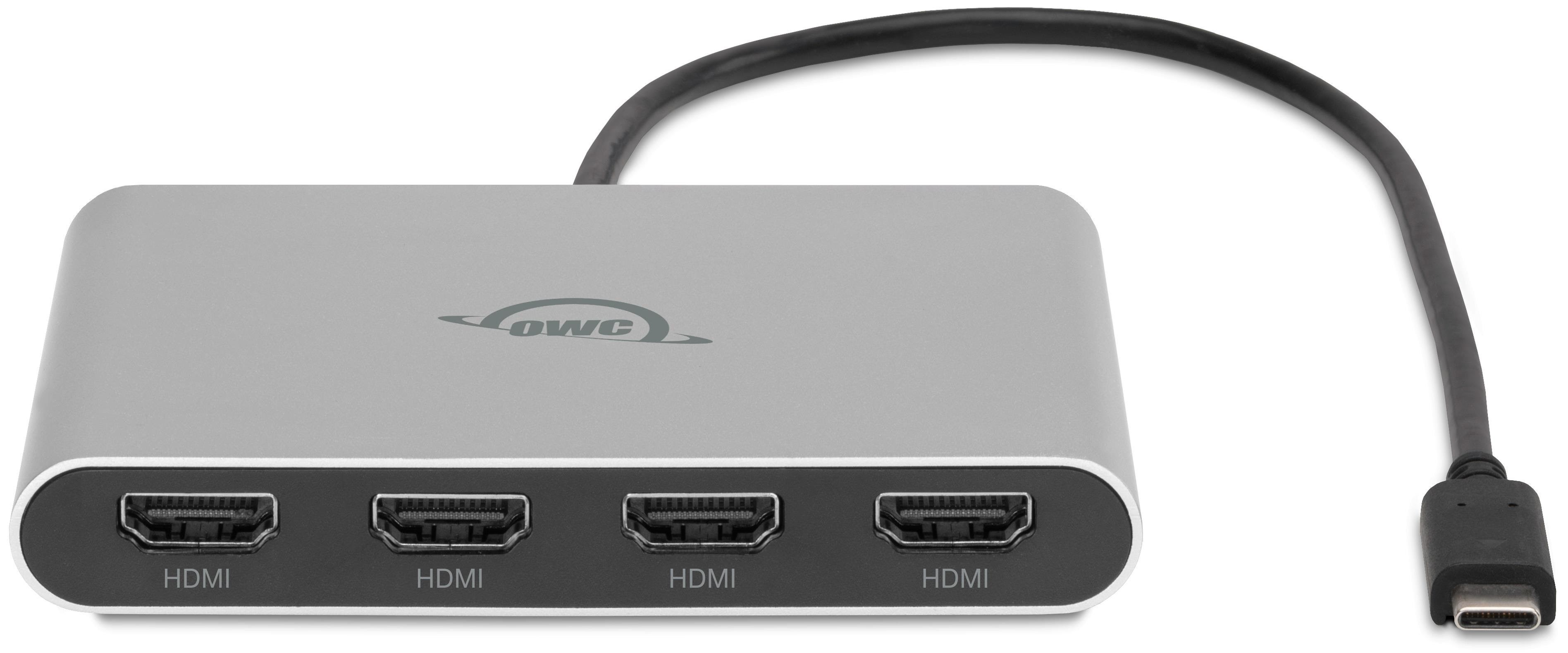 OWC USB-C Quad HDMI 4K Display Adapter with DisplayLink USB hub - 4 ports - Sølv Usb Hub OWCCADPDL4HDMI
