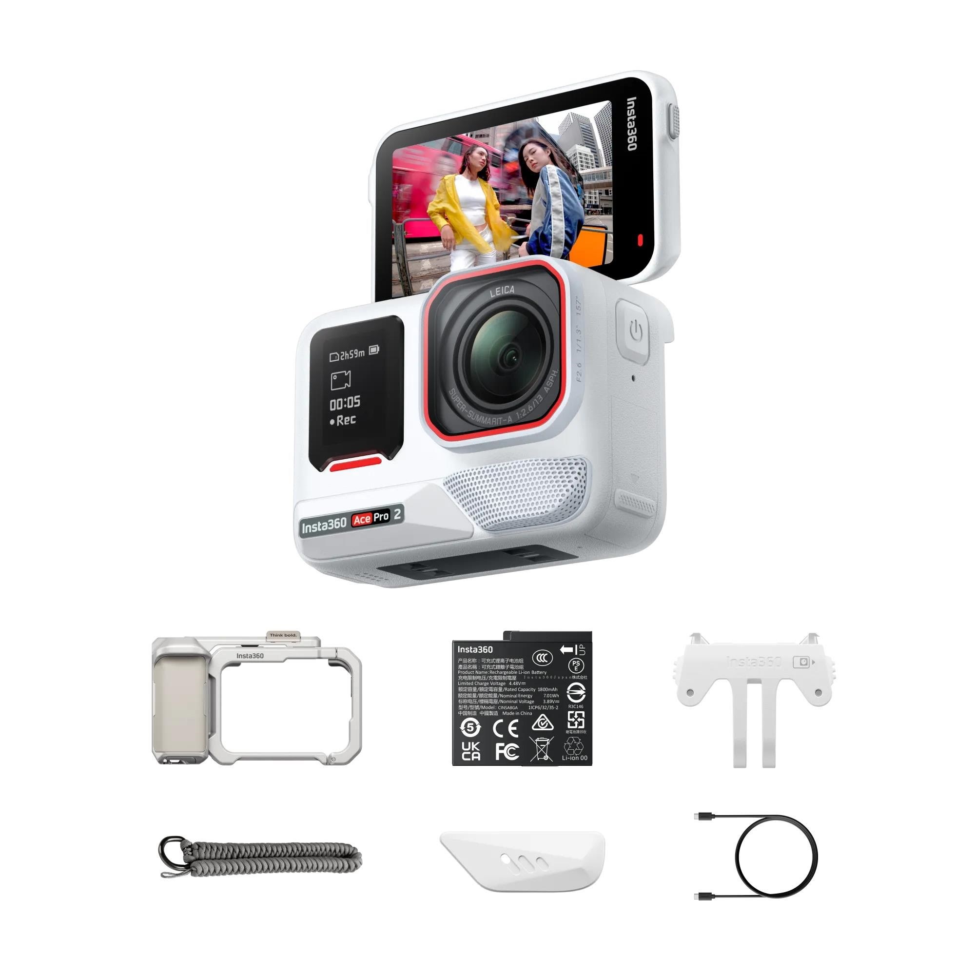 Insta360 Ace Pro 2 - Arctic White | Xplorer Bundle - Moonlight Silver Action Kamera Hvid 6977644767856