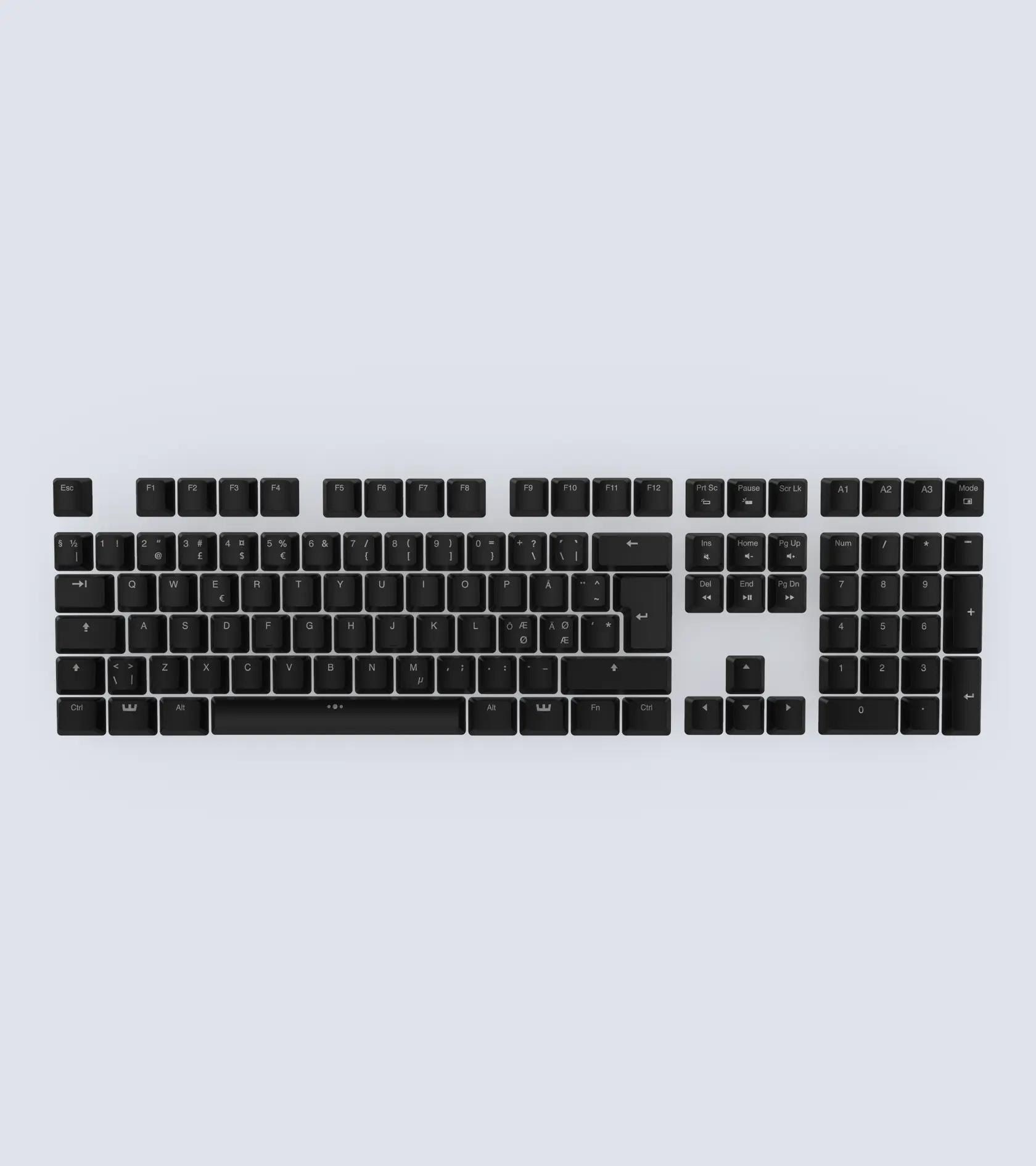 Wooting ABS ISO Keycaps - Keycaps - Nordisk - Sort Tastatur KC1-NR1-ASL-BK1