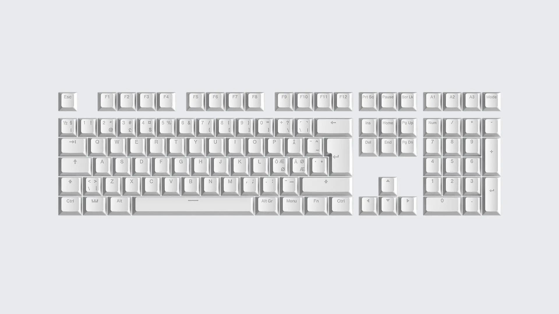 Wooting PBT ISO Keycaps - Just White - Keycaps - Nordisk - Hvid Tastatur KC3-NR1-PDS-WH1