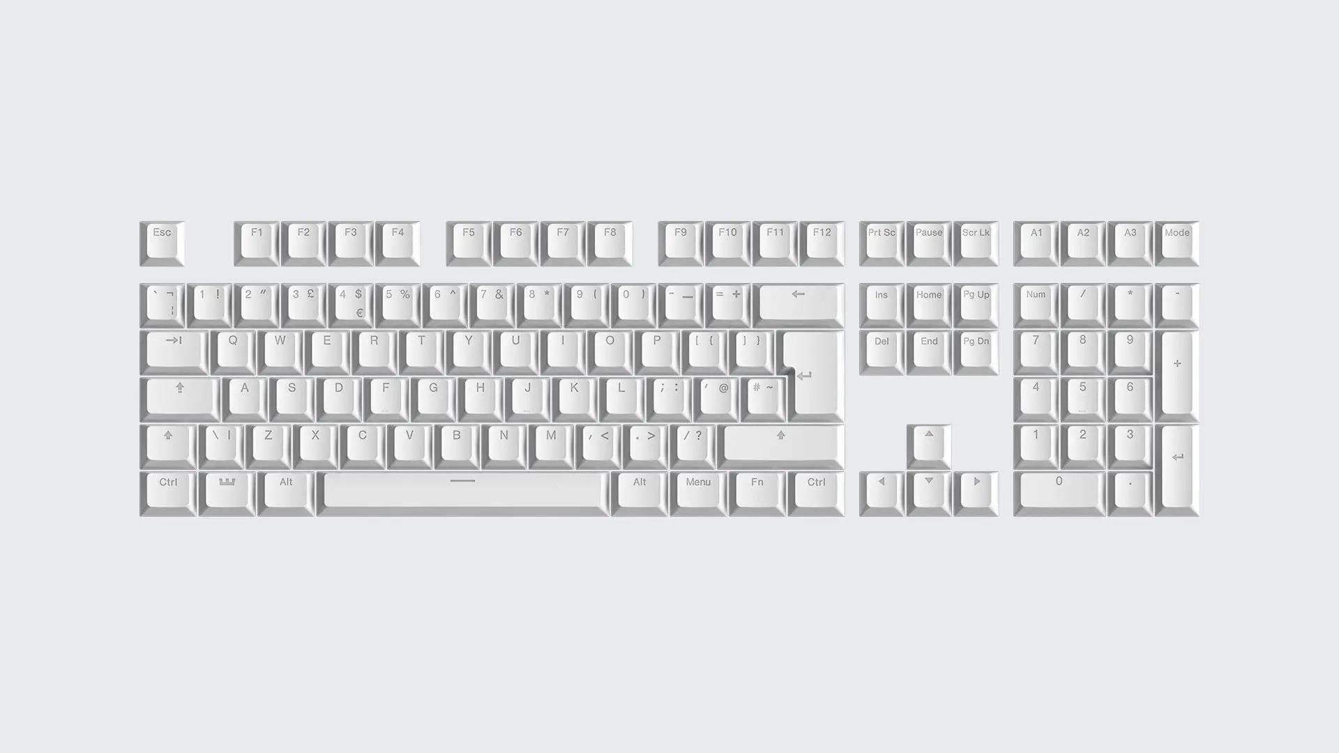 Wooting PBT ISO (UK) & ANSI (US) Keycaps - Just White - Keycaps - Amerikansk engelsk - Hvid