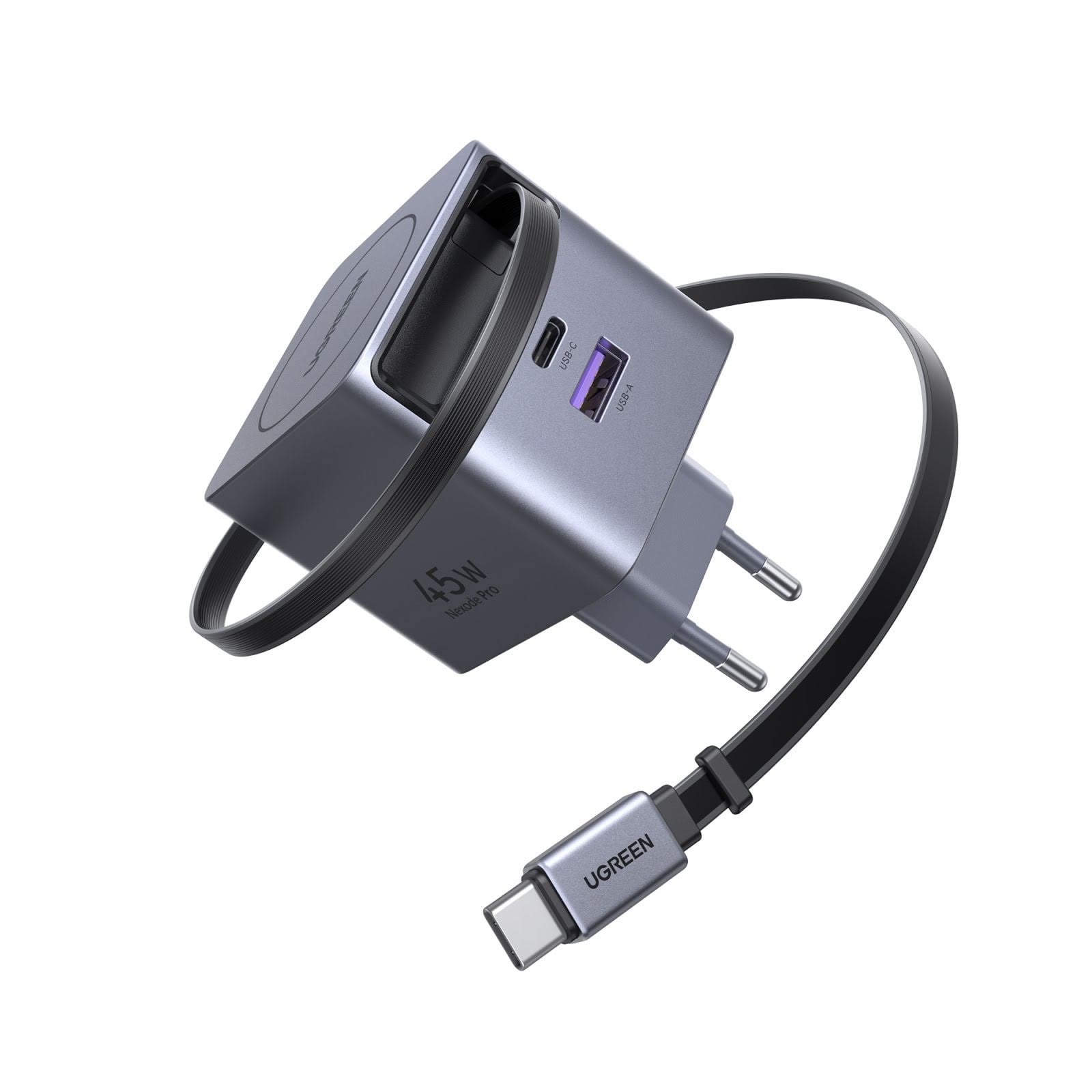 UGREEN 45 W GaN Fast Charger with Retractable Cable Mobil Oplader 65822