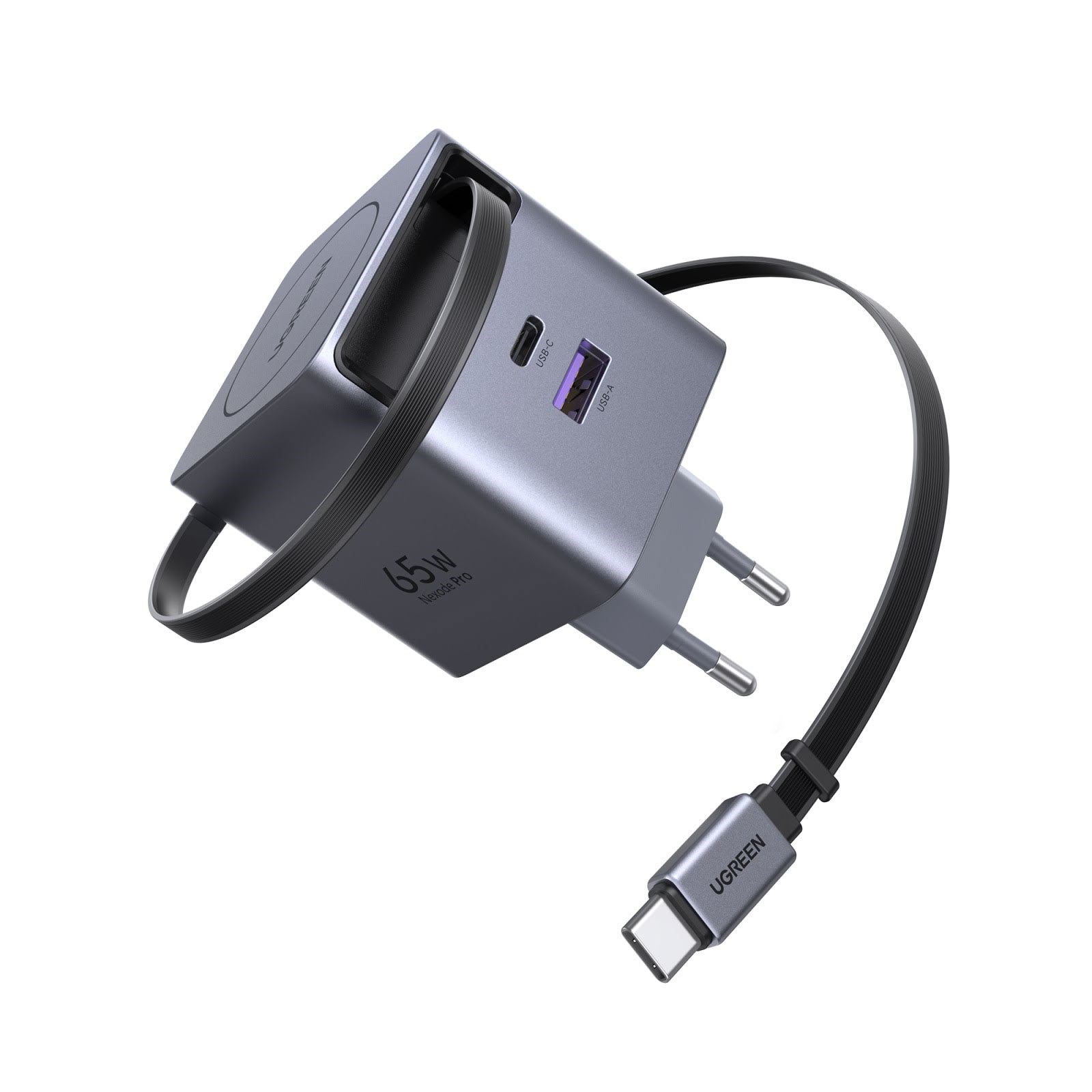 UGREEN 65 W GaN Fast Charger with Retractable Cable Mobil Oplader 65825