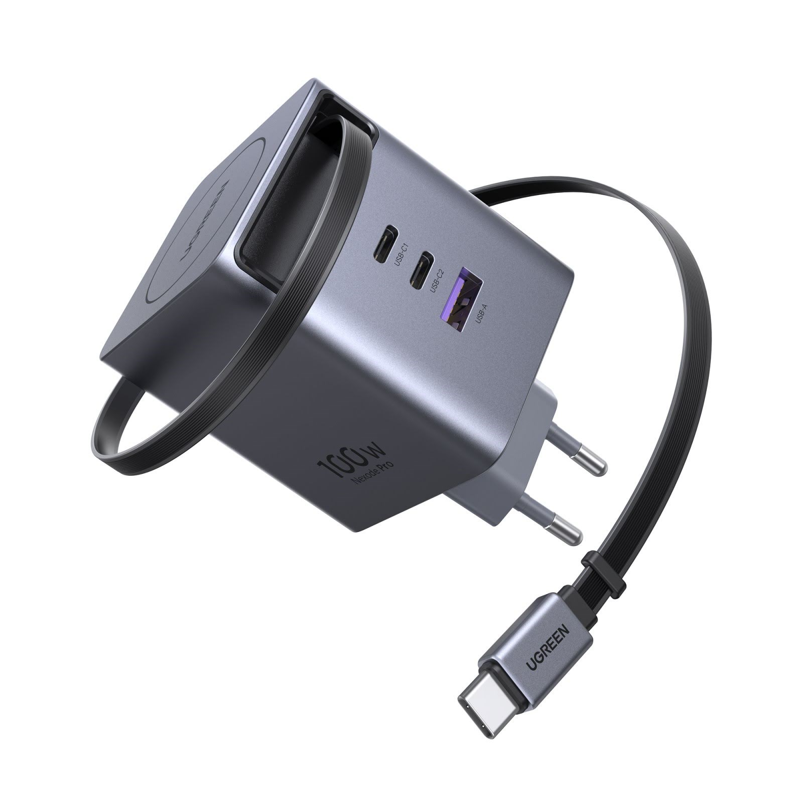 UGREEN 100 W GaN Fast Charger with Retractable Cable Mobil Oplader 65828