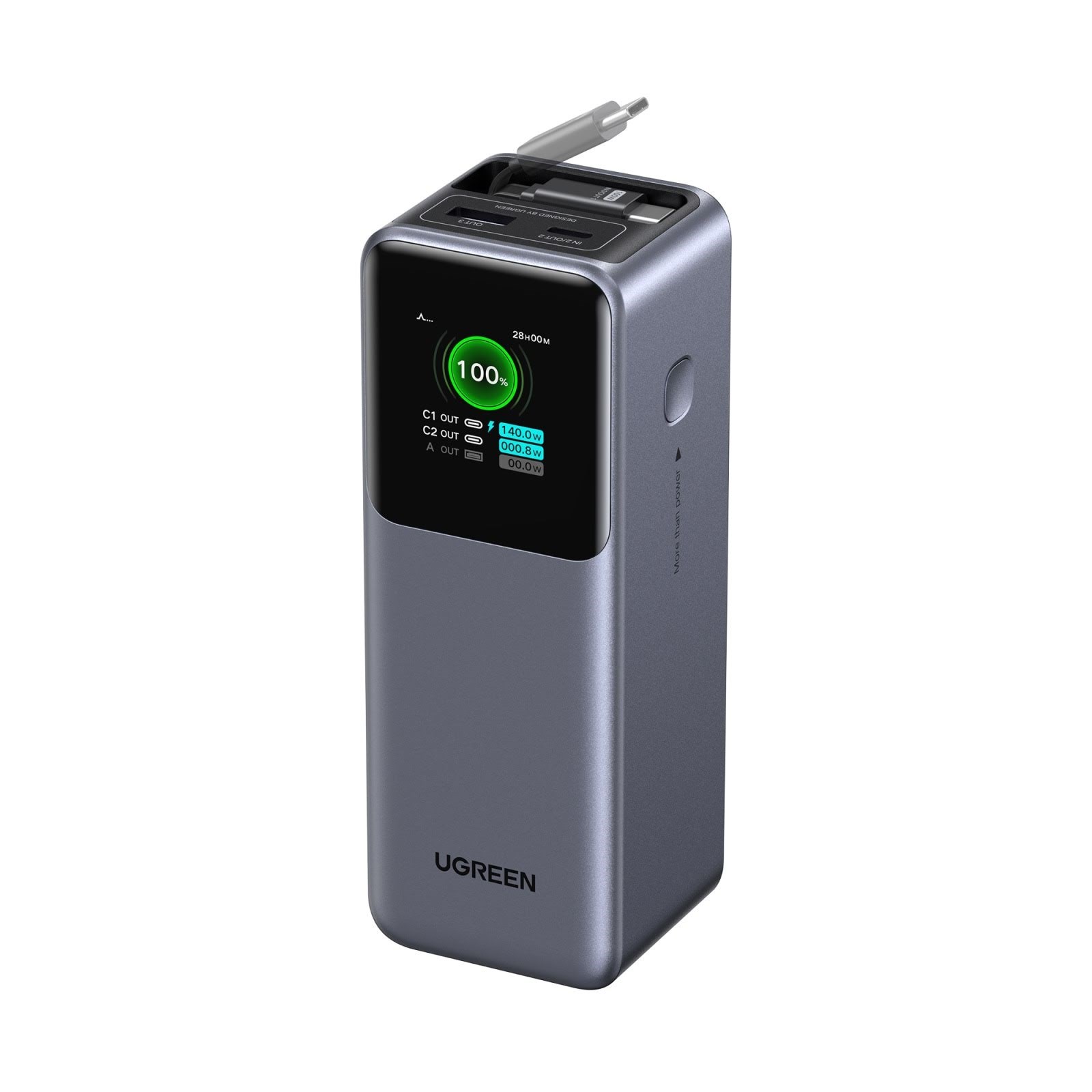 UGREEN 165 W Power Bank with Retractable Cable - 20000 mAh Powerbank 55987B