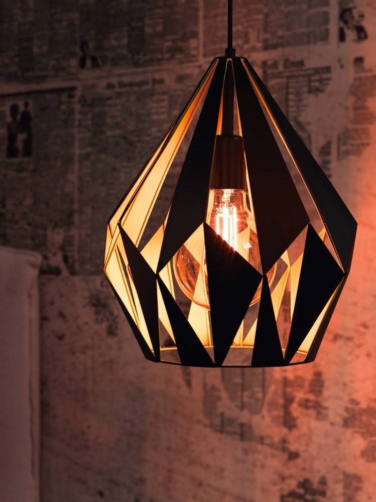 EGLO CARLTON 1 PENDEL Ø310 SORT/GUL Lampe 49256