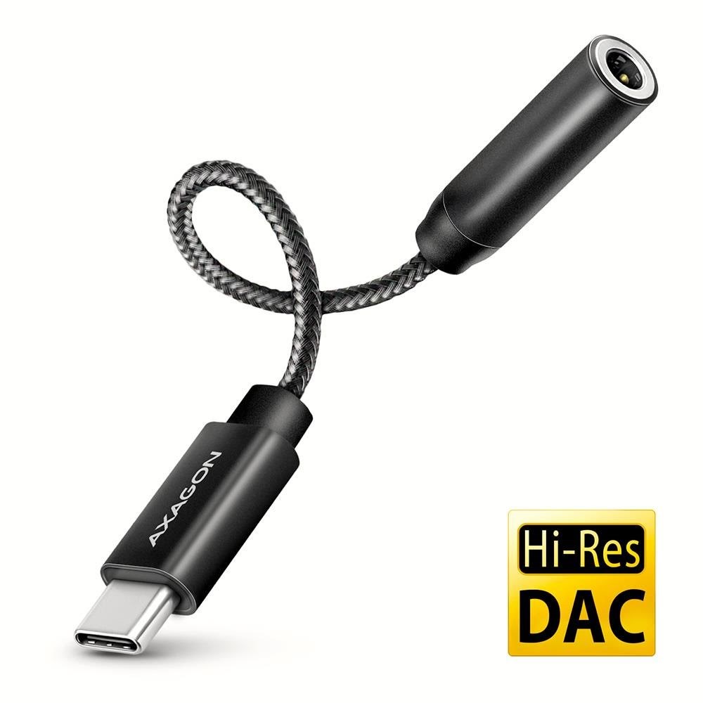 AXAGON Hi-Res lydadapter - USB-C til 3.5 mm lydjack (hun) - 10 cm Usb Kabel Sort ADA-HC