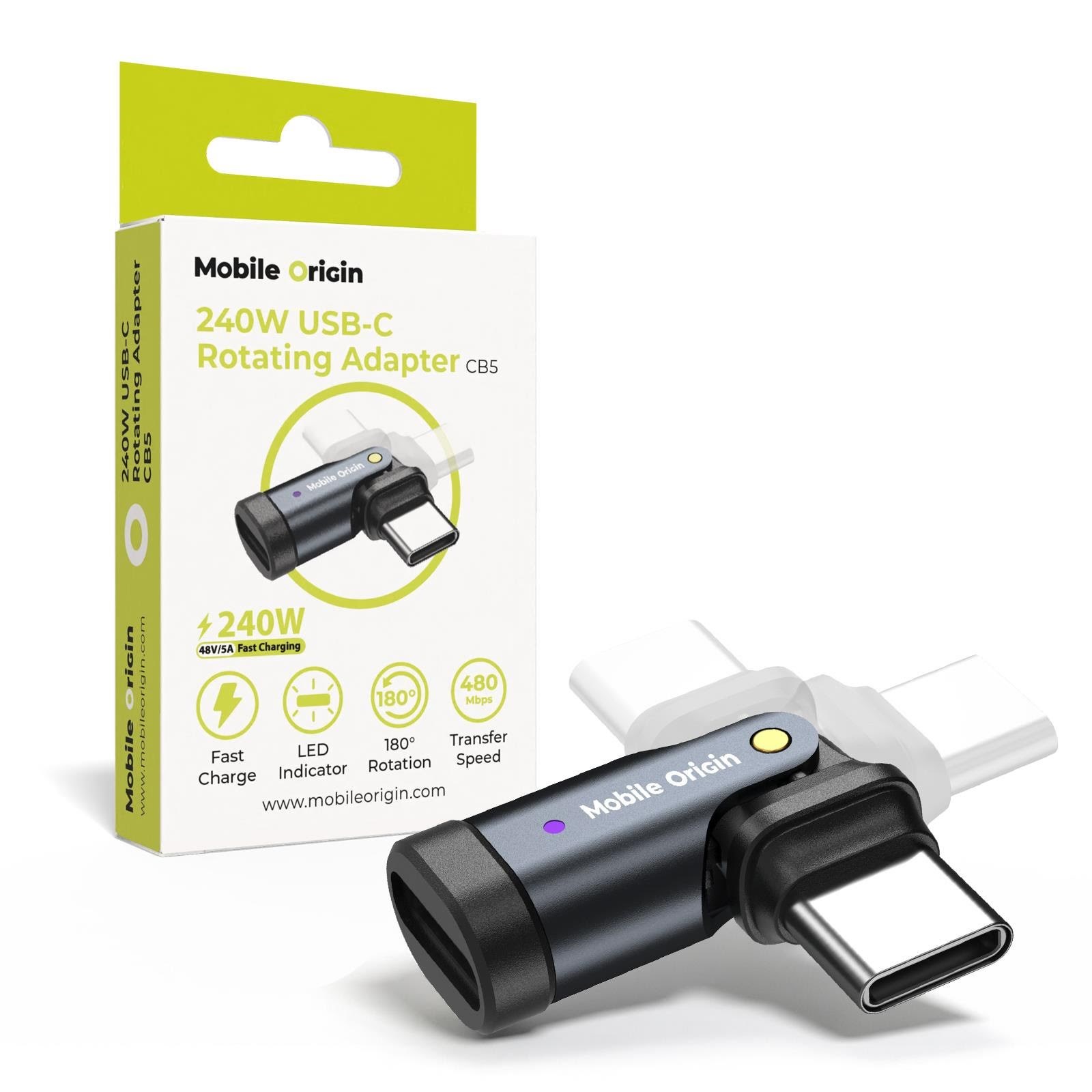 Mobile Origin 240W USB-C Rotation Adapter CB5 Mobil Tilbehør MO-240WRA-CB5