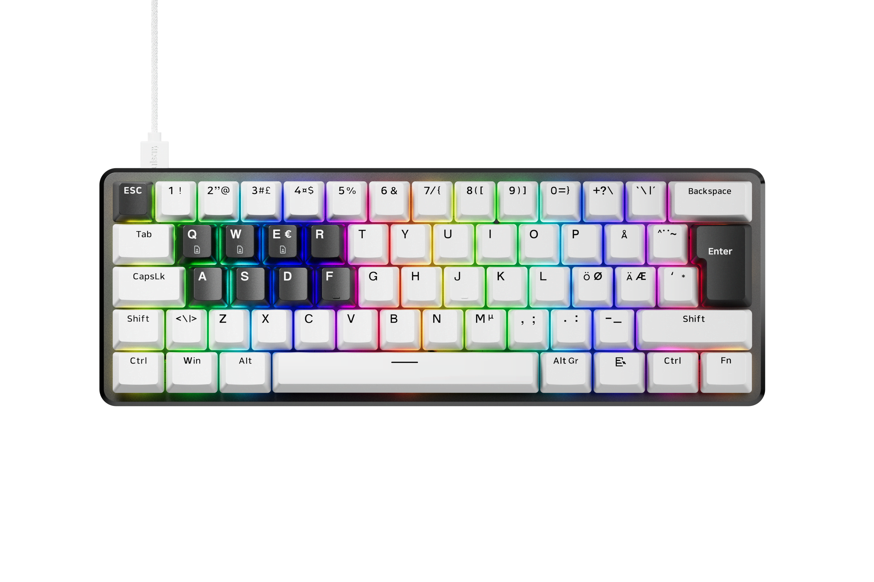 Pulsar PCMK 3 HE 60 (ISO) - Gaming Tastatur - Uden Numpad - Nordisk - Hvid Tastatur PCMK3HE606