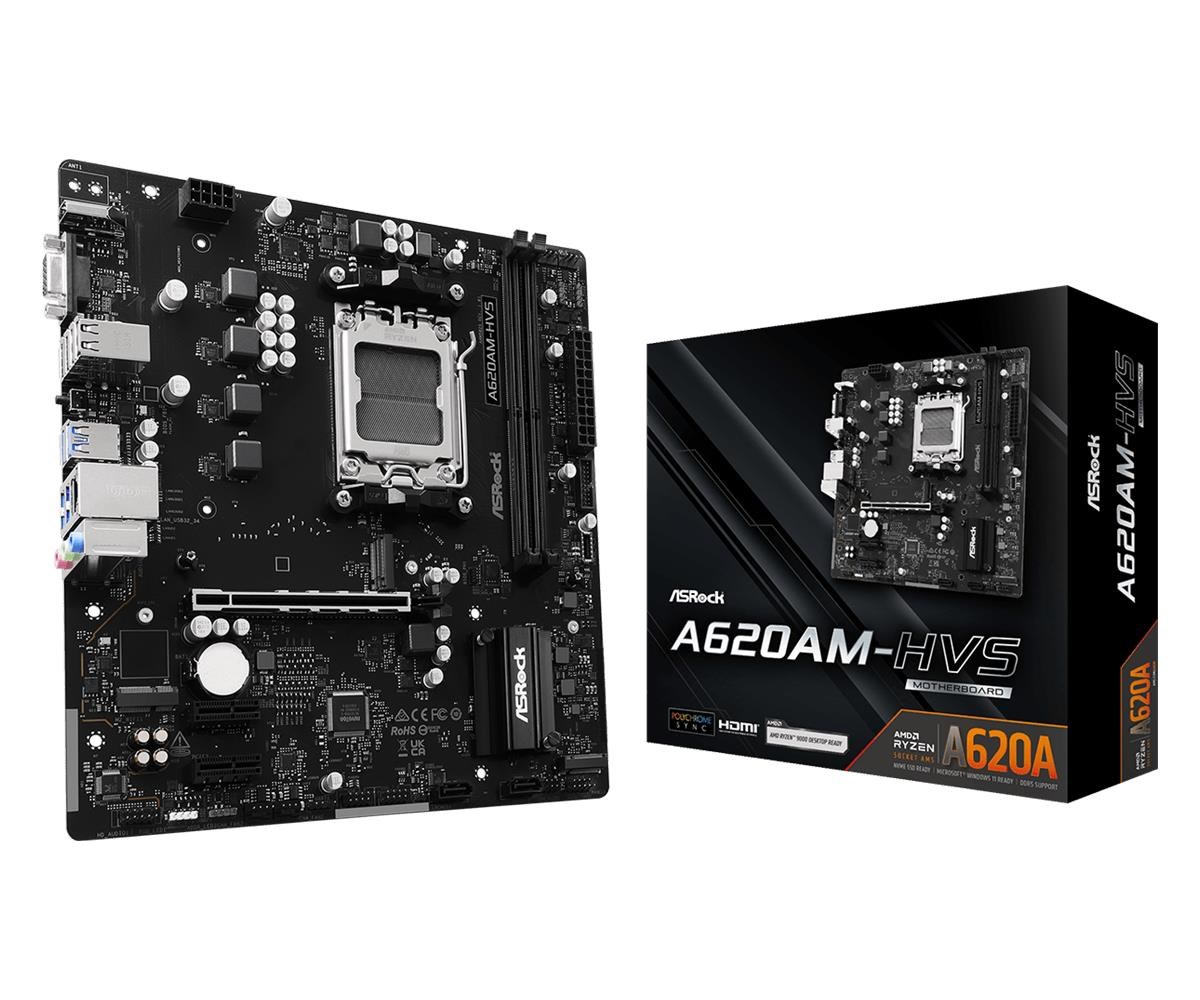ASRock A620AM-HVS Bundkort - AMD A620A - AMD AM5 - DDR5 RAM - Micro-ATX Bundkort 90-MXBSR0-A0UAYZ