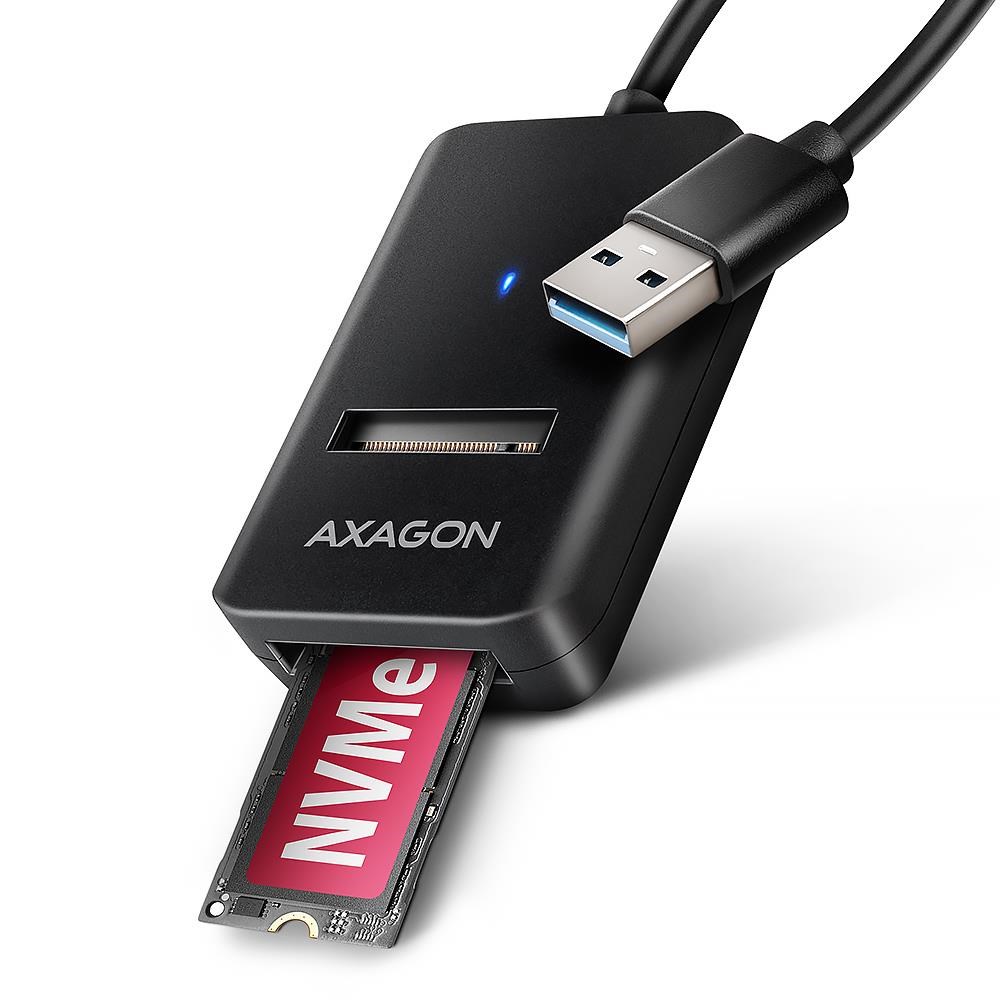 AXAGON USB-A 10 Gbps M.2-adapter til NVMe & SATA SSD Ssd Harddisk Sort ADM2-AM